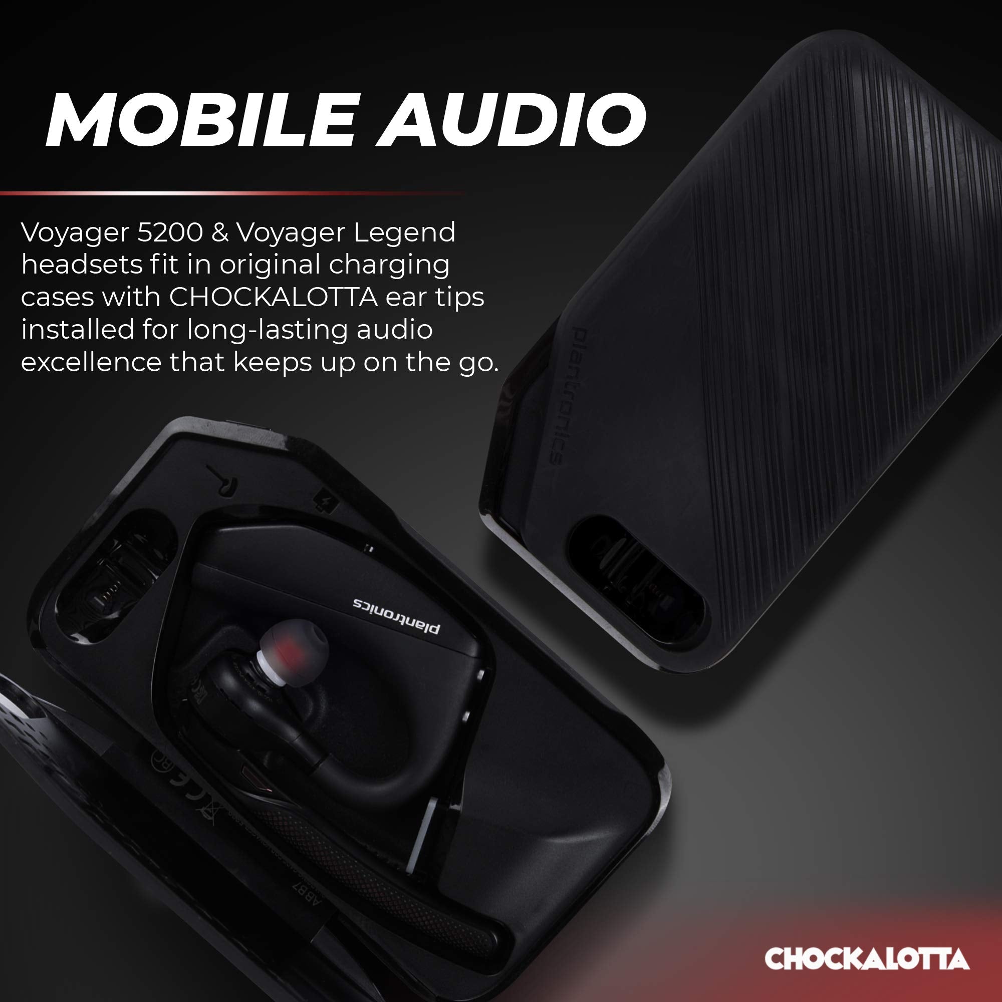 Chockalotta 2 Pack In Ear Tip Adapter Mount Compatible With Plantronics Voyager 5200 & Voyager Legend Headset (Includes 2 Sets O