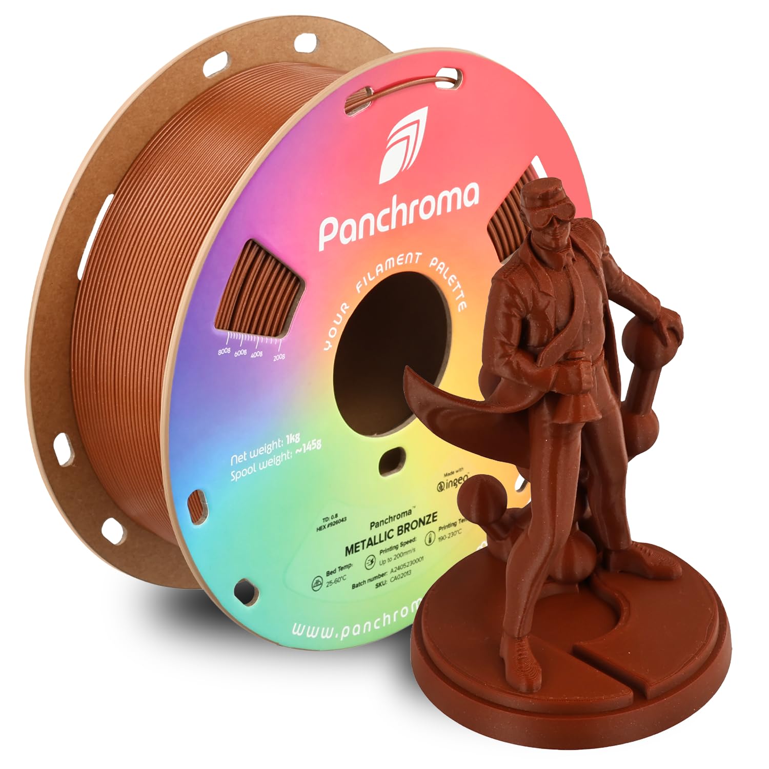 Polymaker Panchroma Metallic PLA Filament, Metallic Bronze 1.75mm 3D Printing Filament, 3D Printer PLA Filament, Fit Most FDM 3D