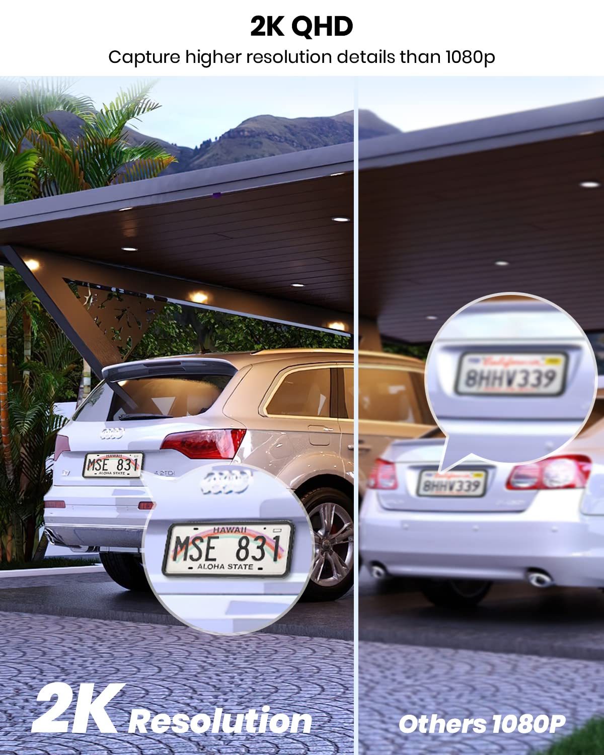 Aosu 2K Security Camera Outdoor With Color Night Vision, 5Ghz & 2.4 Ghz Wifi Outdoor Security Camera Support 24/7 Recording, Wir