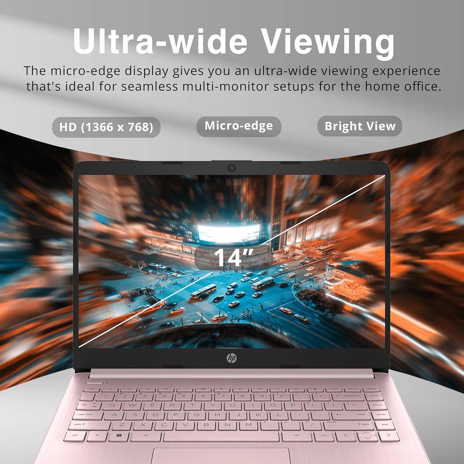 Hp New 14 Hd Ultra Light Thin Laptop, Quad-Core Intel Celeron Processor, 16Gb Ram, 320Gb (64Gb Emmc+ 256Gb Card), Wi-Fi, Upto 11