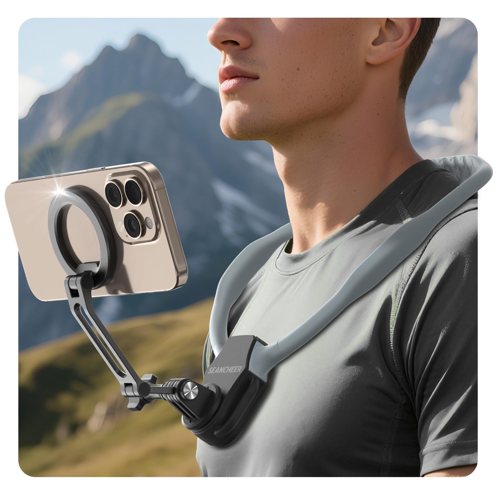Magnetic Neck Mount For Phones,Neck Phone Holder For Recording,Hands Free Pov/Vlog Cell Phone Holder For Phone Android Gopro Dji