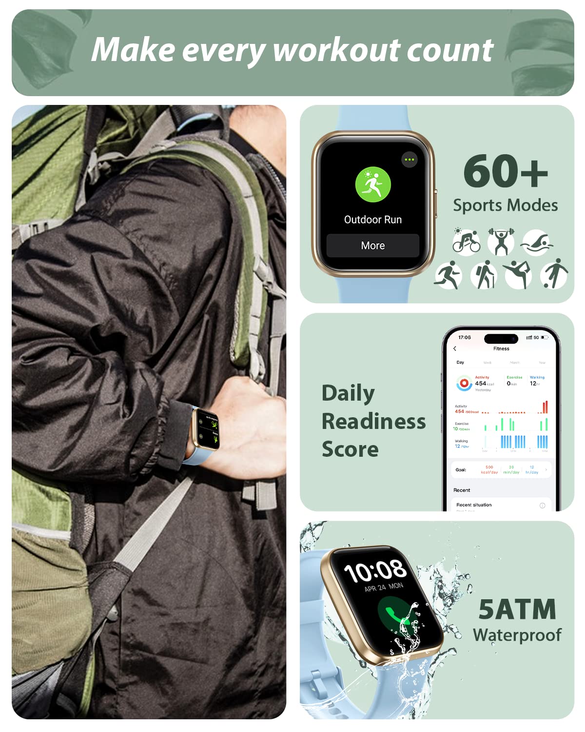 Smart Watch For Men Women(Call Receive/Dial), Alexa Built-In, 1.8 '' Touch Screen Fitness Tracker With Heart Rate Sleep Tracking