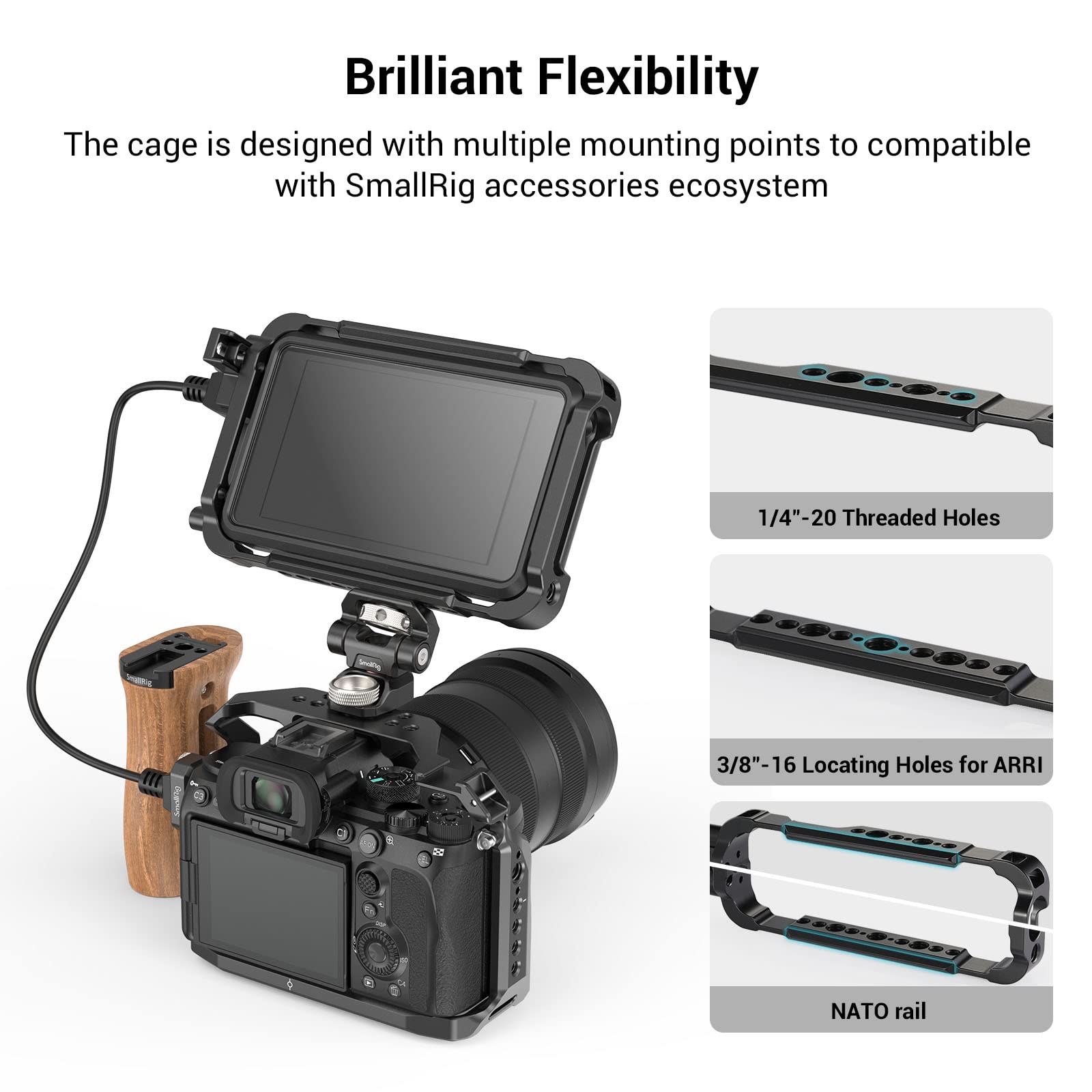 Smallrig Cage Kit For Atomos Ninja V/Ninja V+ / Ninja/Ninja Ultra With Sunhood, Screen Protector, Silicone Case, Cable Clamp, Ha