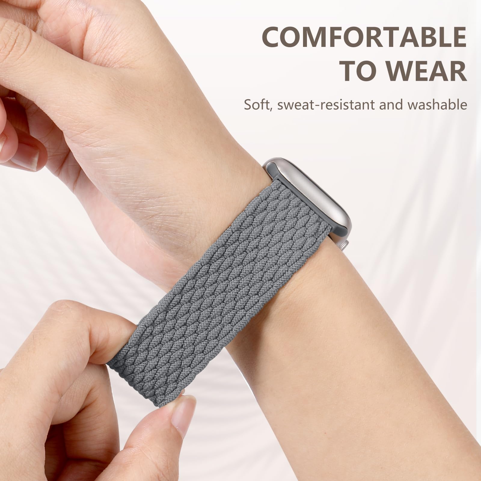 Zedoli Braided Solo Loop Compatible With Apple Watch Band 40Mm 38Mm 41Mm 42Mm Women Men, Stretchy Soft Nylon Bands Elastic Sport