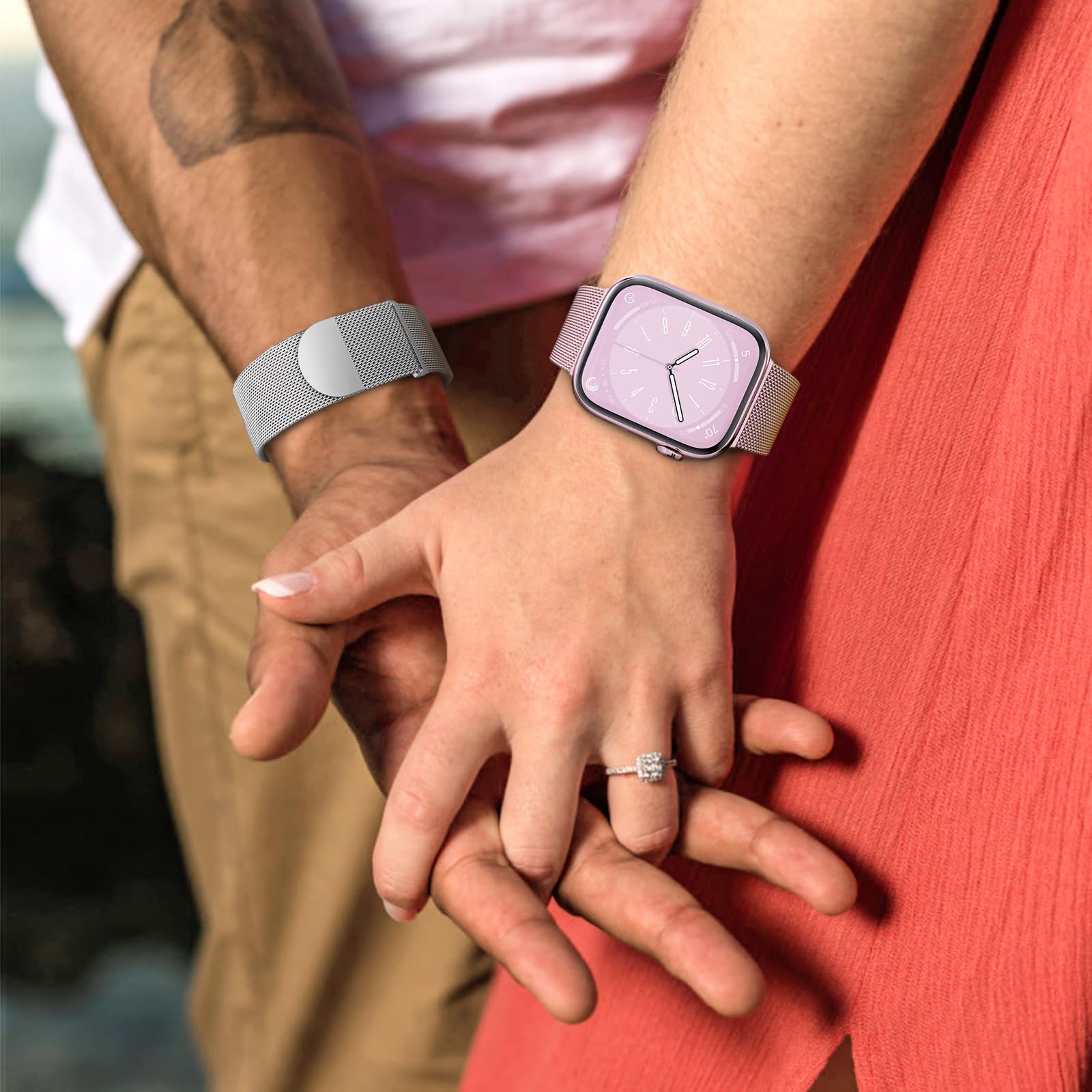 Zalaver Metal Band Compatible With Apple Watch Bands 38Mm 40Mm 41Mm 42Mm 44Mm 45Mm 49Mm Women Men,Adjustable Magnetic Stainless