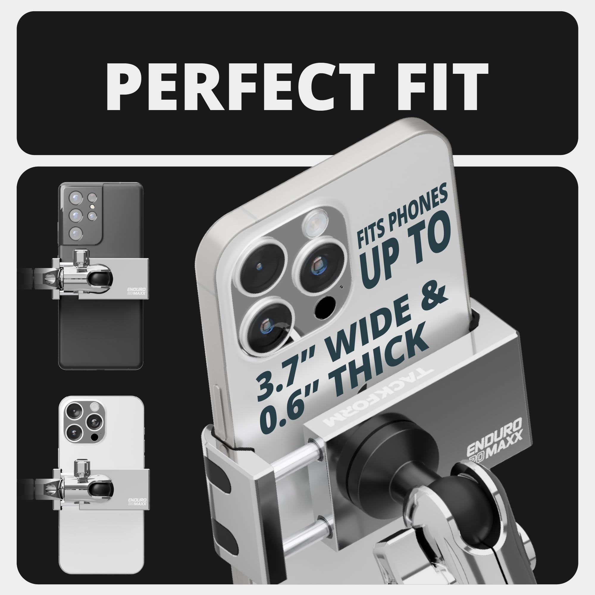 Tackform Chrome Motorcycle All Metal Phone Mount - 20Maxx Spring Cradle | Universal Clamp Fits 1-1/4'' To 1-1/2'' Handlebars | A