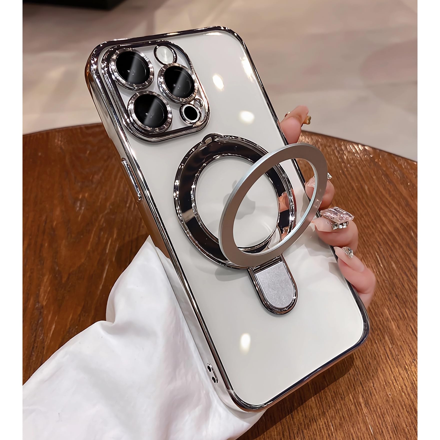 Lxk Magnetic Invisible Stand For Iphone 15 Pro Max Case Compatible With Magsafe, Military Grade Protection, With Camera Protecto