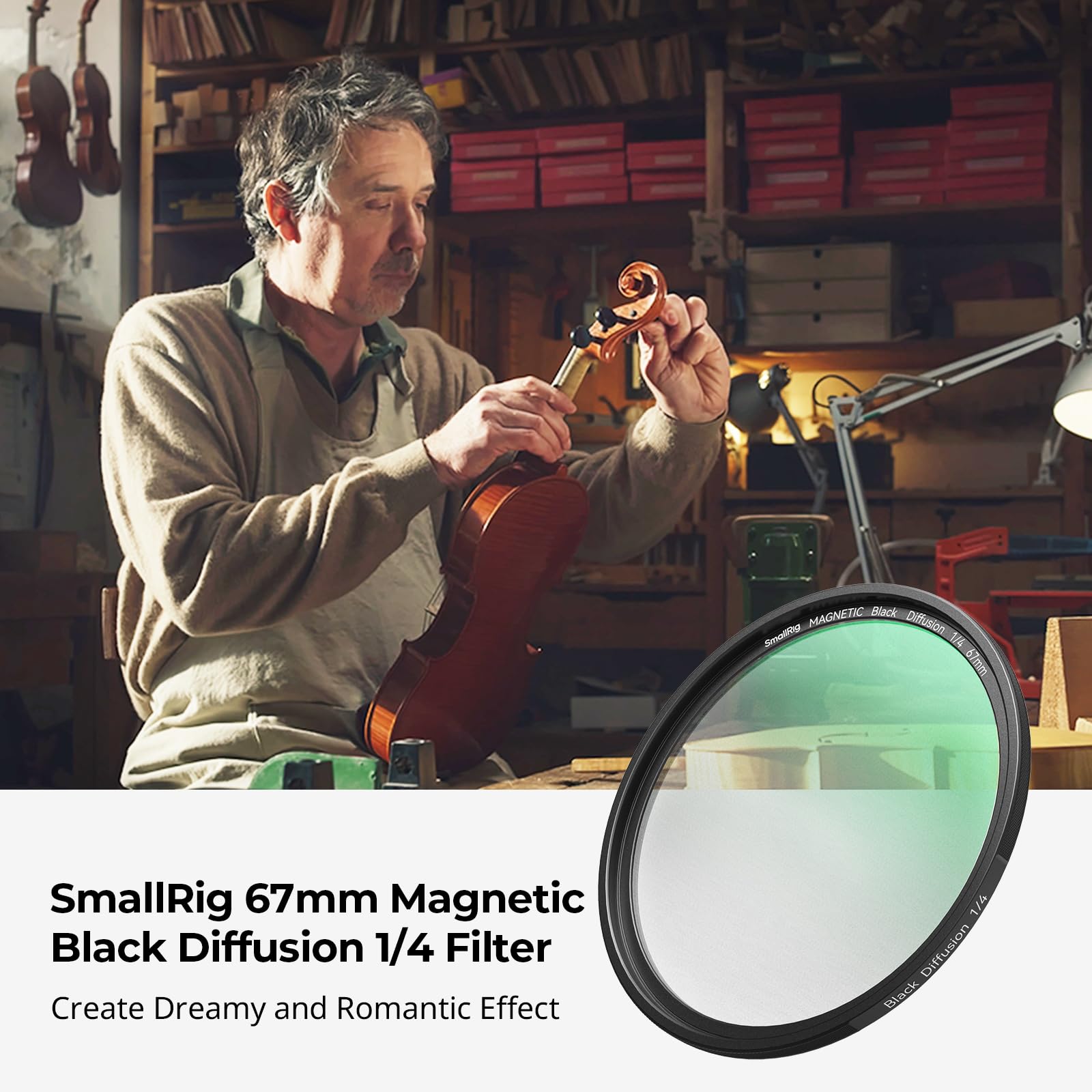 Smallrig 67Mm Magnetic Black Diffusion 1/4 Filter Mist Filter + 67Mm Threaded Filter Ring, Hd Optical Glass 28 Layers Multi Nano