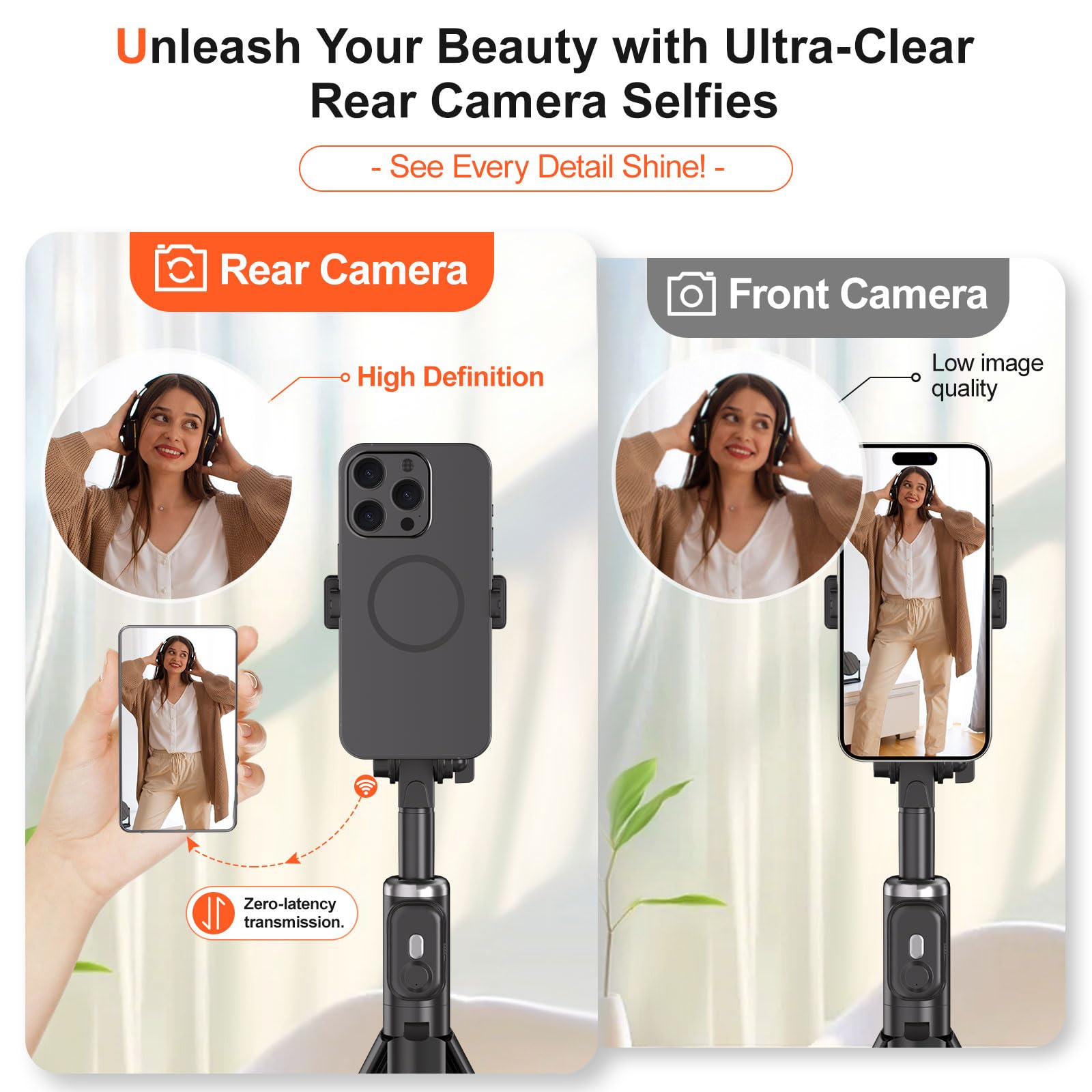 Myw Selfie Monitor Screen Phone, Vlog Selfie Monitor Screen Support Wireless Synchronization, 0 Latency, Remote Control Operatio