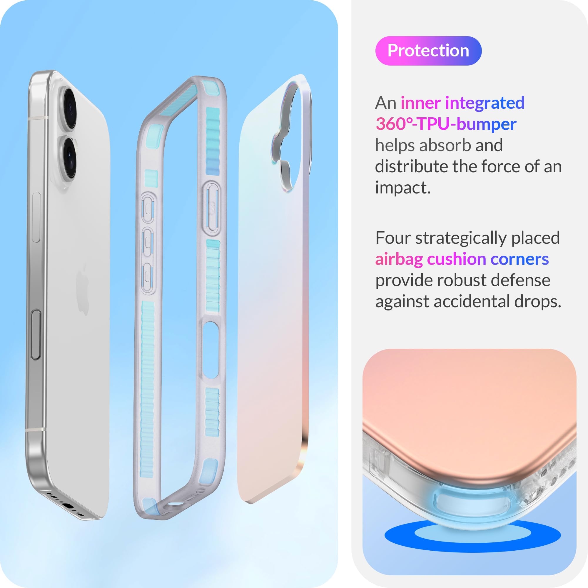 Lonli Hue   For Iphone 16 Plus Case   Holographic Iridescent Phone Case   Cute, Unique And Aesthetic Phone Cover   [360 Shock Ab