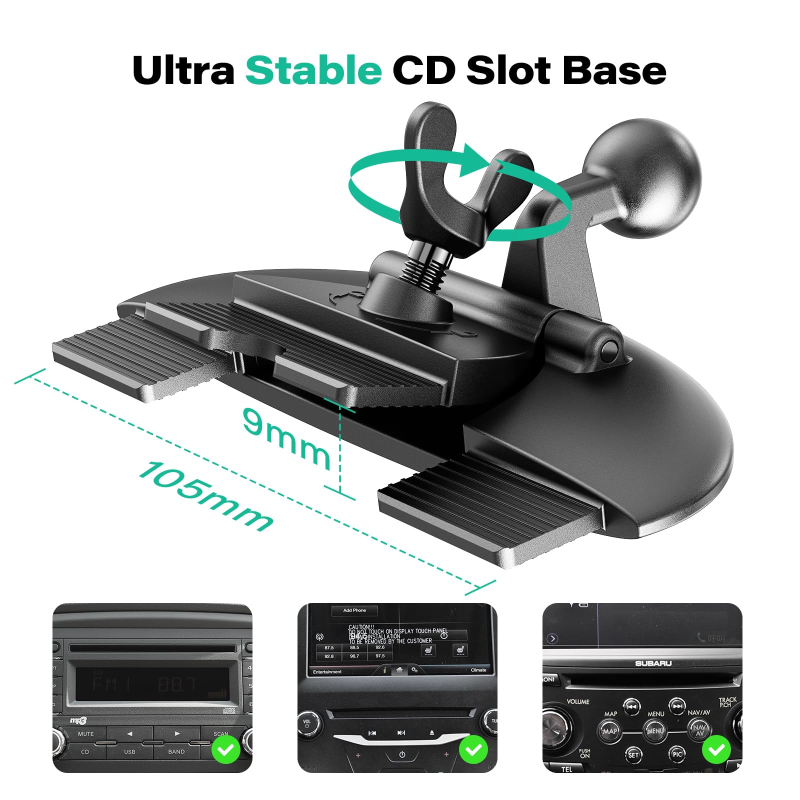 Icarmount Replacement Cd Player Phone Mount Base Car Phone Holder Part, 17.2Mm Ball Joint Cd Slot For Phone Mount Holder, Magnet