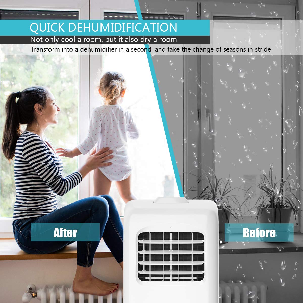 Costway Ashrae 8000 Btu Portable Air Conditioner With Remote Control, Energy Efficient For Rooms Up To 400 Sq. Ft, Cooling, Dehu