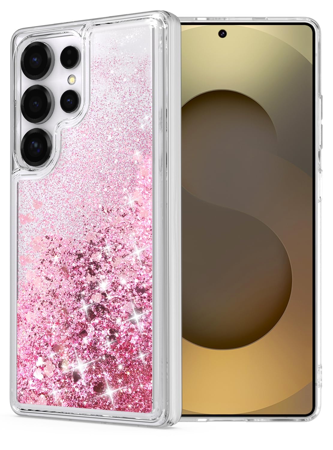 WORLDMOM for Galaxy S25 Ultra Case, Double Layer Design Bling Flowing Liquid Floating Sparkle Colorful Glitter Waterfall TPU Pro