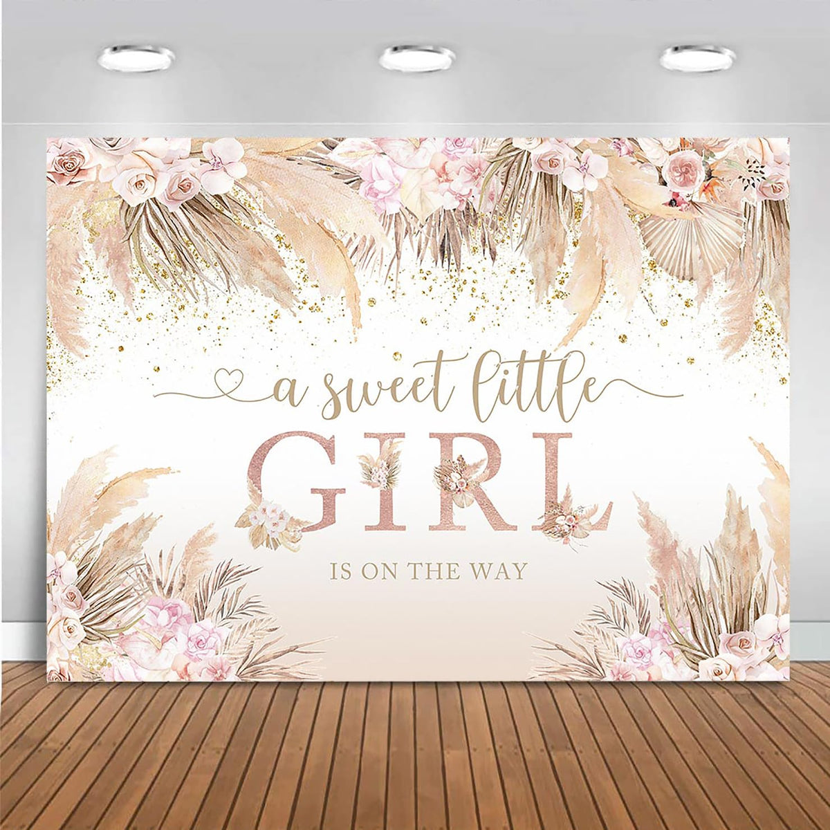 Mocsicka Boho Hello Baby Backdrop Boho Chic Pink Flowers Baby Shower Background Vinyl A Sweet Little Girl Is On The Way Party Ca
