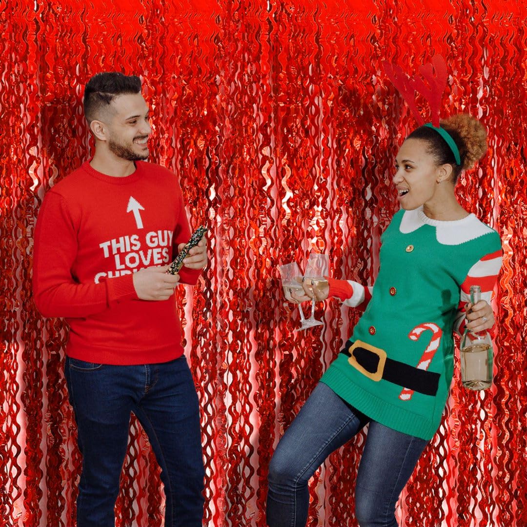 Red Streamers Party Backdrop Curtains Foil Curtains Backdrop Carnival Theme Party Decorations Red Birthday Decorations Red Gradu