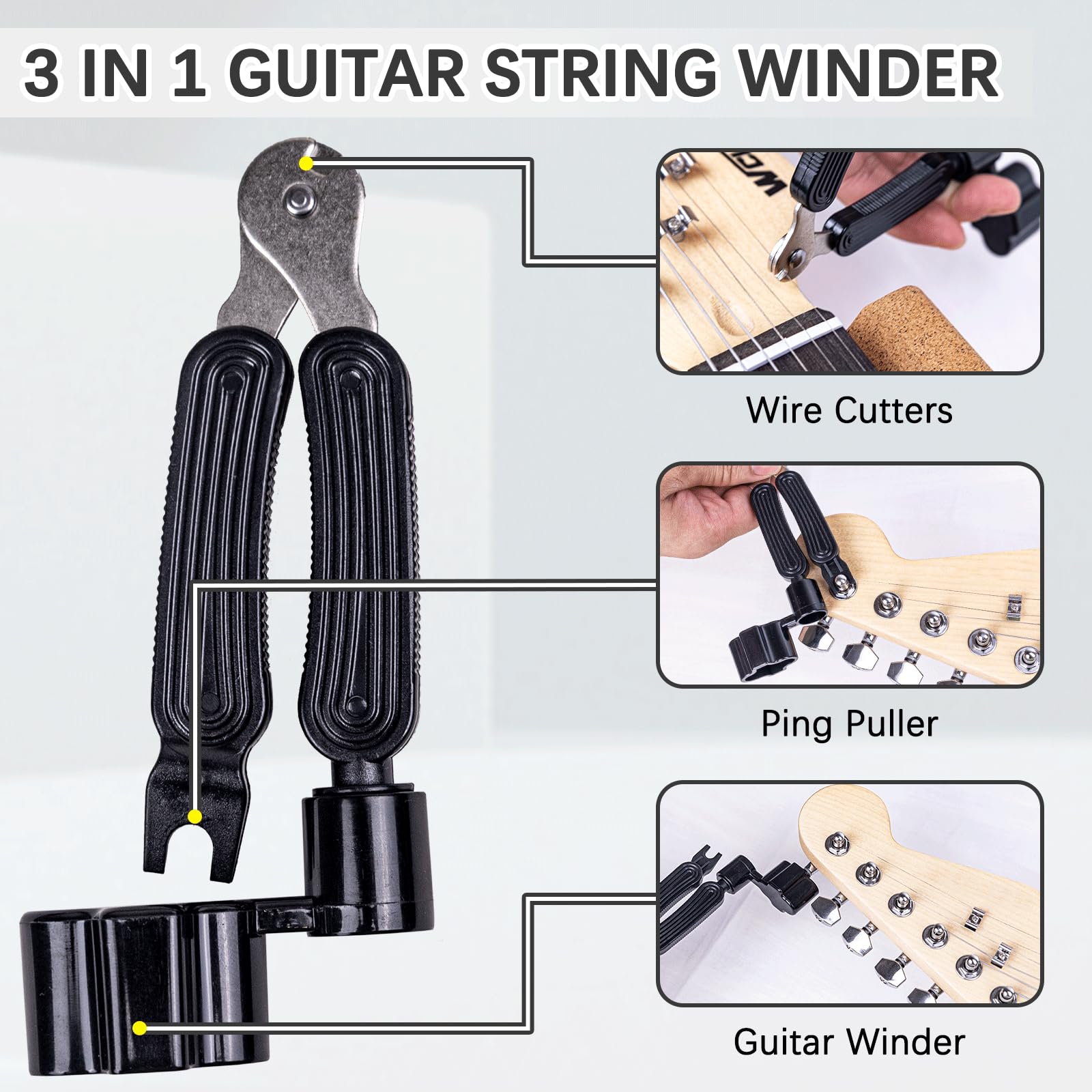 Guitar Neck Rest+Guitar String Winder,Guitar Neck Cradle,3 In 1 Guitar String Cutter,Guitar Accessories, Suitable For Guitar Cle