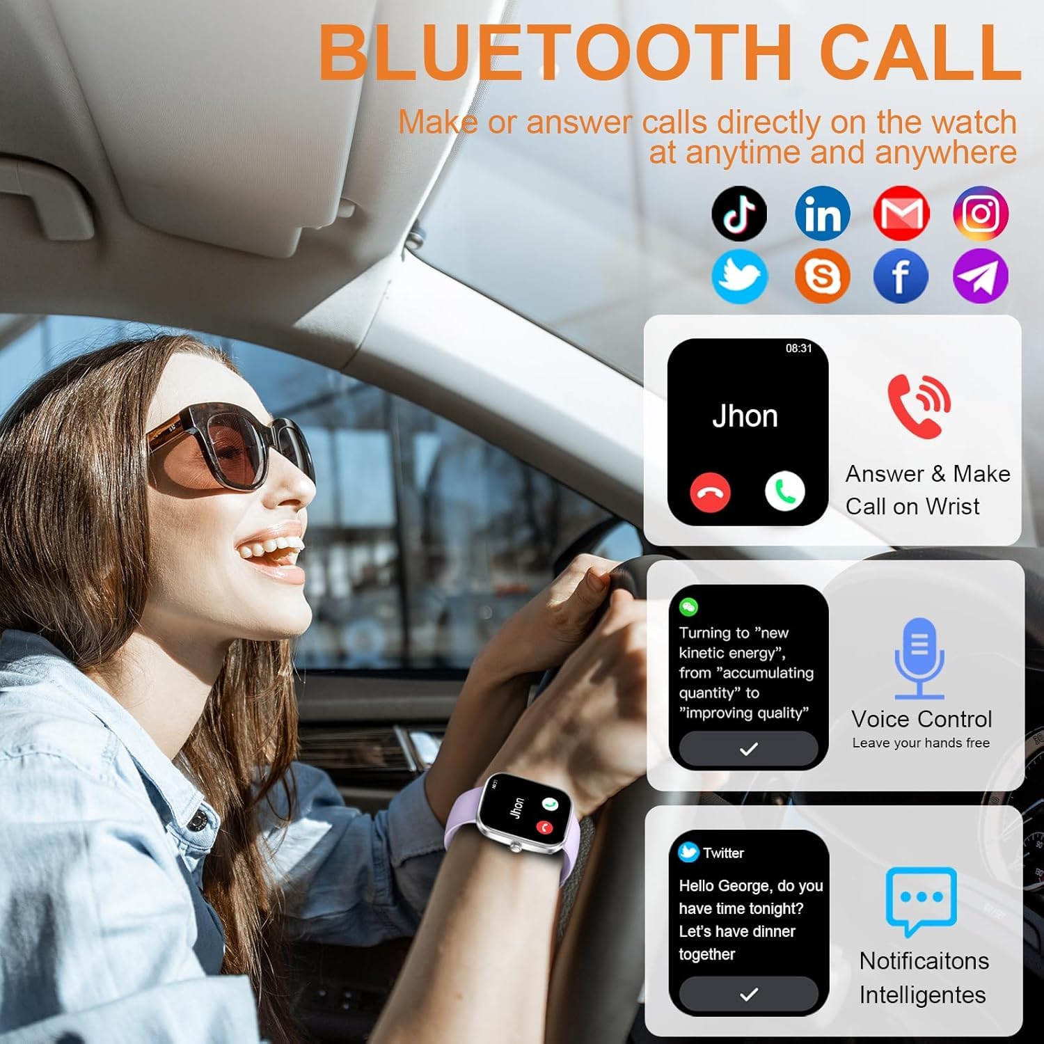 Smart Watch, 1.91 ''Smartwatch For Men Women (Answer/Make Call), Fitness Tracker With 100+ Sport Modes, Ip68 Waterproof, Heart R