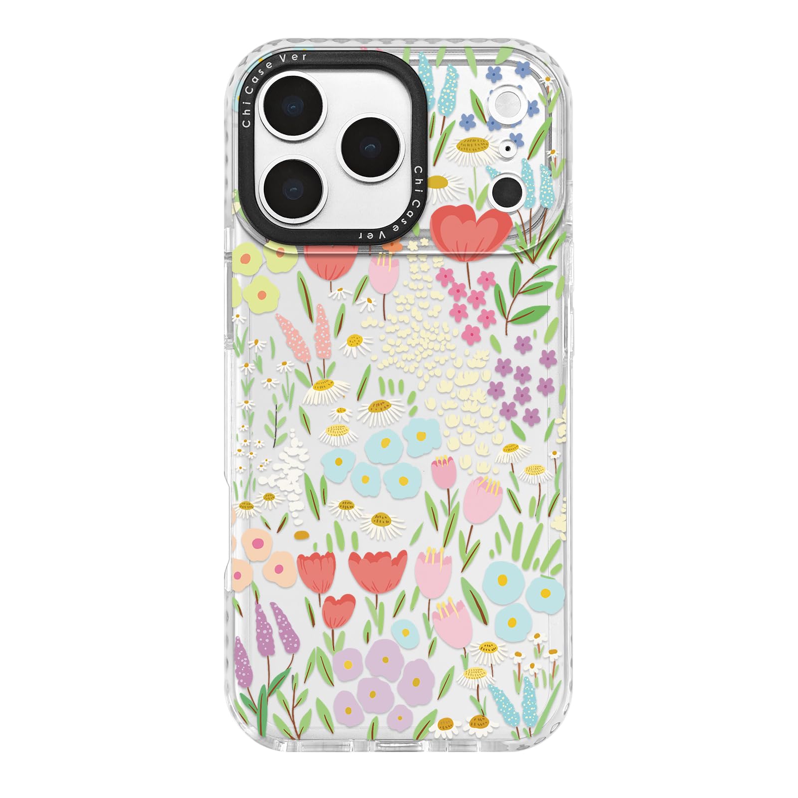 ChiCaseVer for iPhone 17 Pro Case, Colorful Wildflower Meadow Pastel Floral, Cute Spring Flower Soft TPU Compatible with MagSafe
