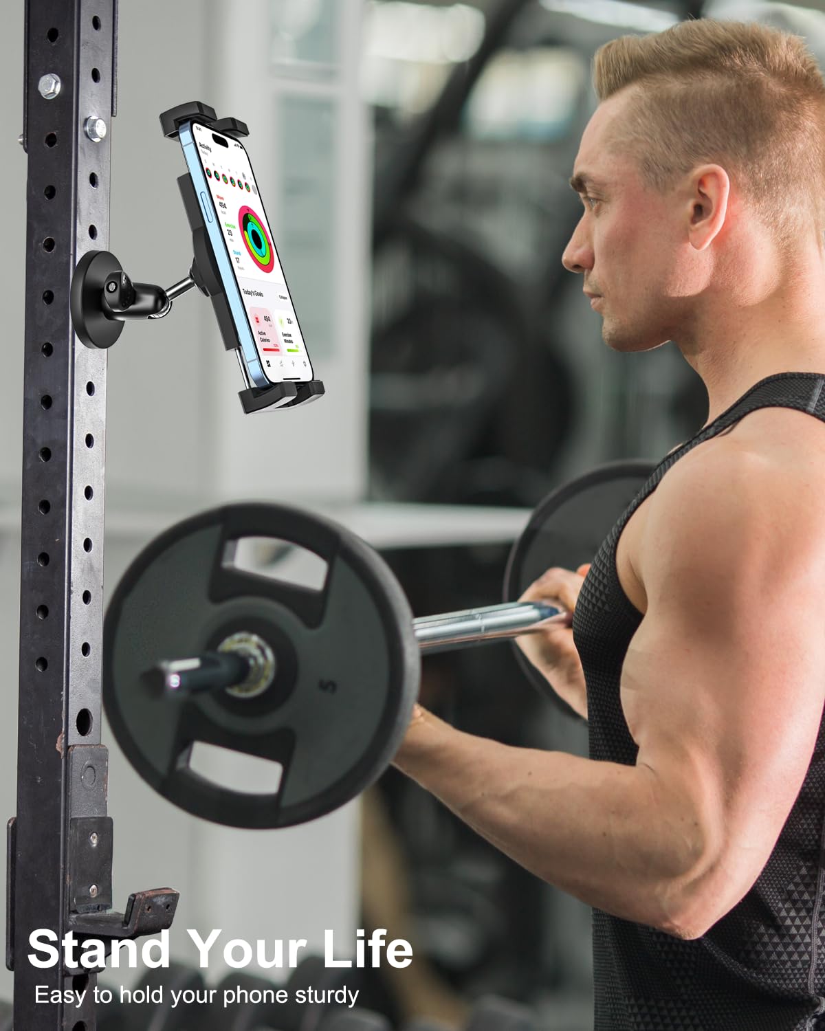 Gym Magnetic Phone Holder [Strong Magnet] Golf Cart Phone Mount For Gym [360 Rotatable] Four Corners Fixed Anti-Shake Big Phone