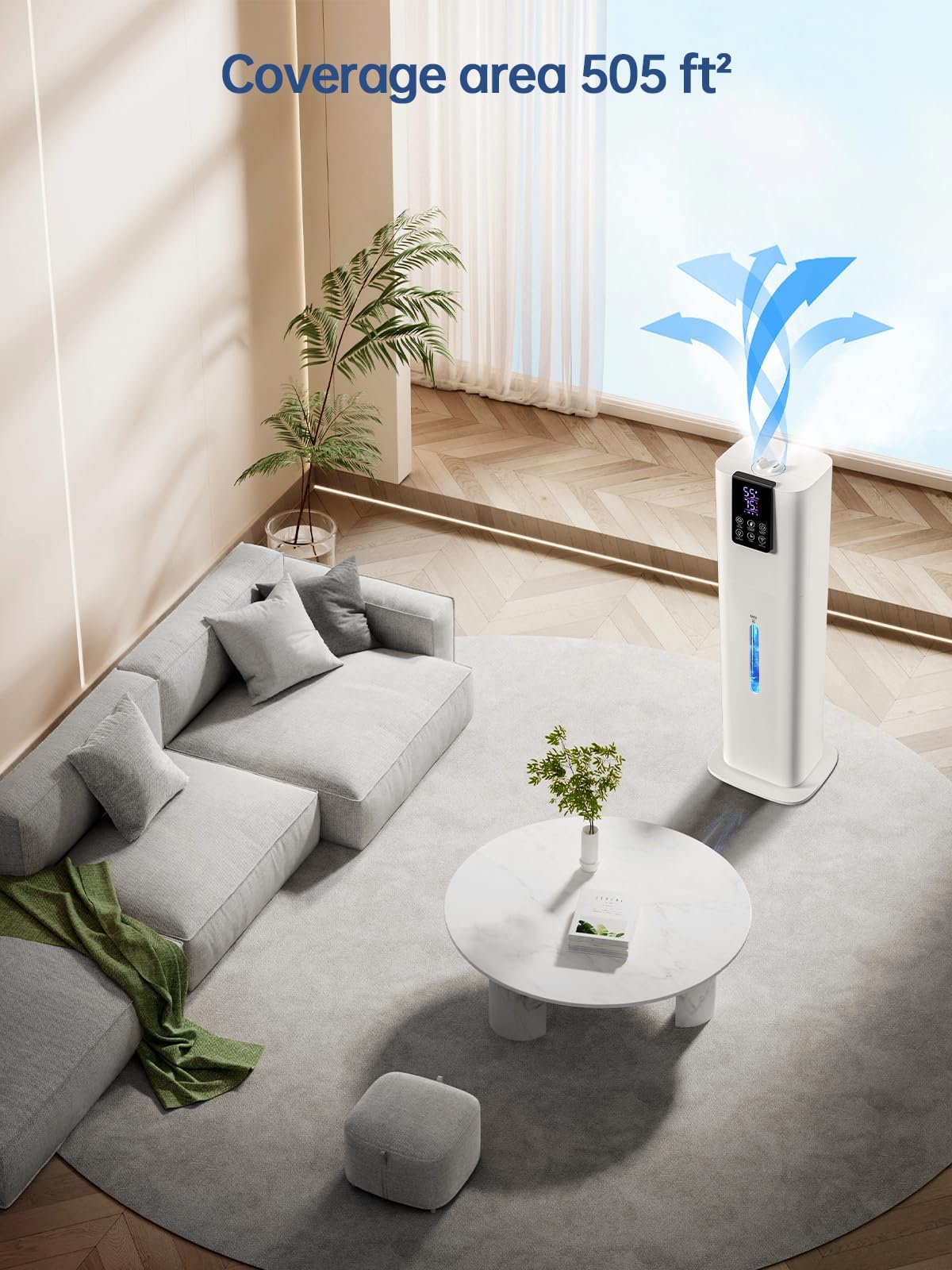8L Smart Humidifiers For Bedroom Large Room, 2.1Gal Cool Mist Top Fill Diffuser Ambient Light, App & Remote Control, 3 Mist Mode