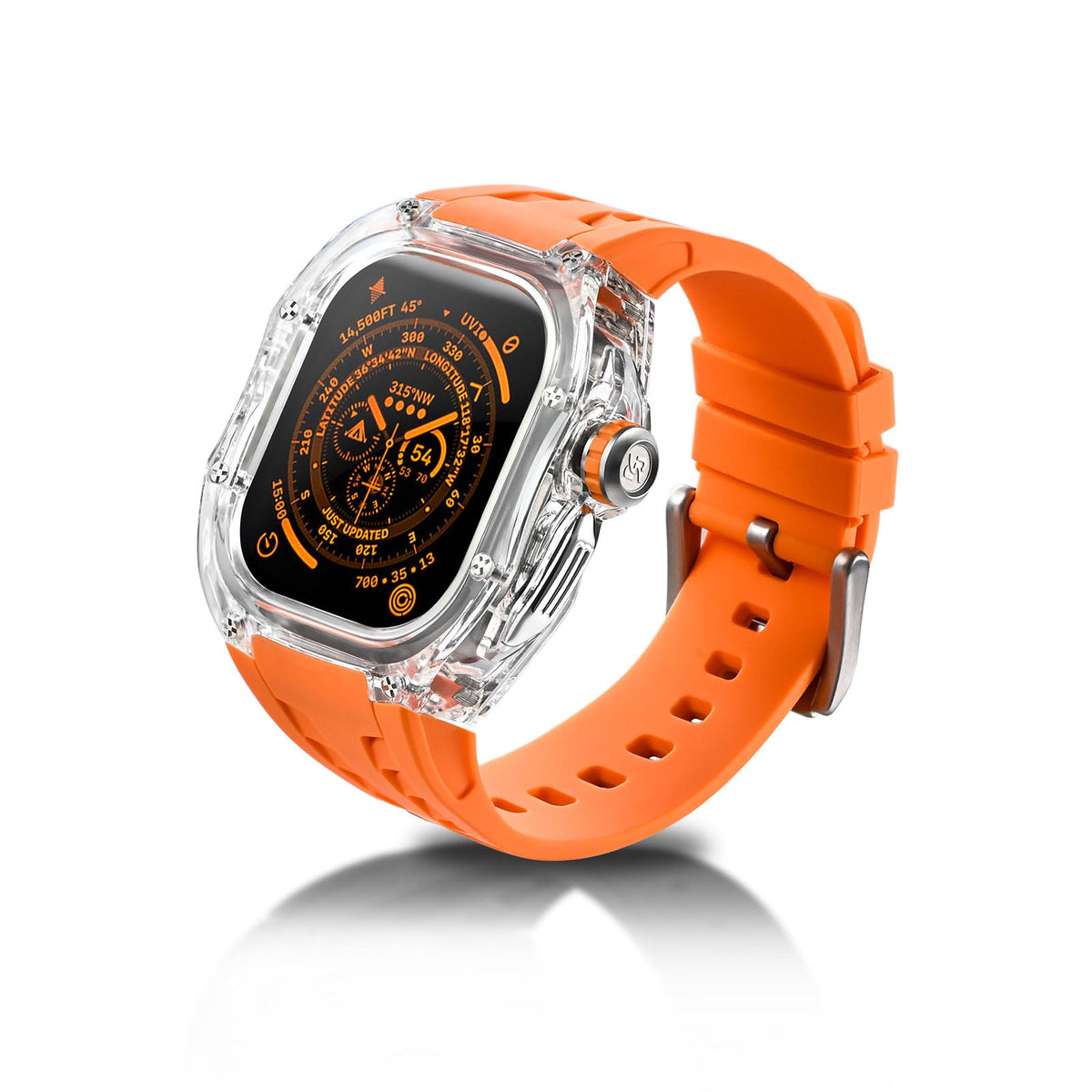 Ryueuya Translucent Designer Rugged Case And Band Compatible For Apple Watch Ultra 49Mm, Luxury Crystal Clear Military Protectiv