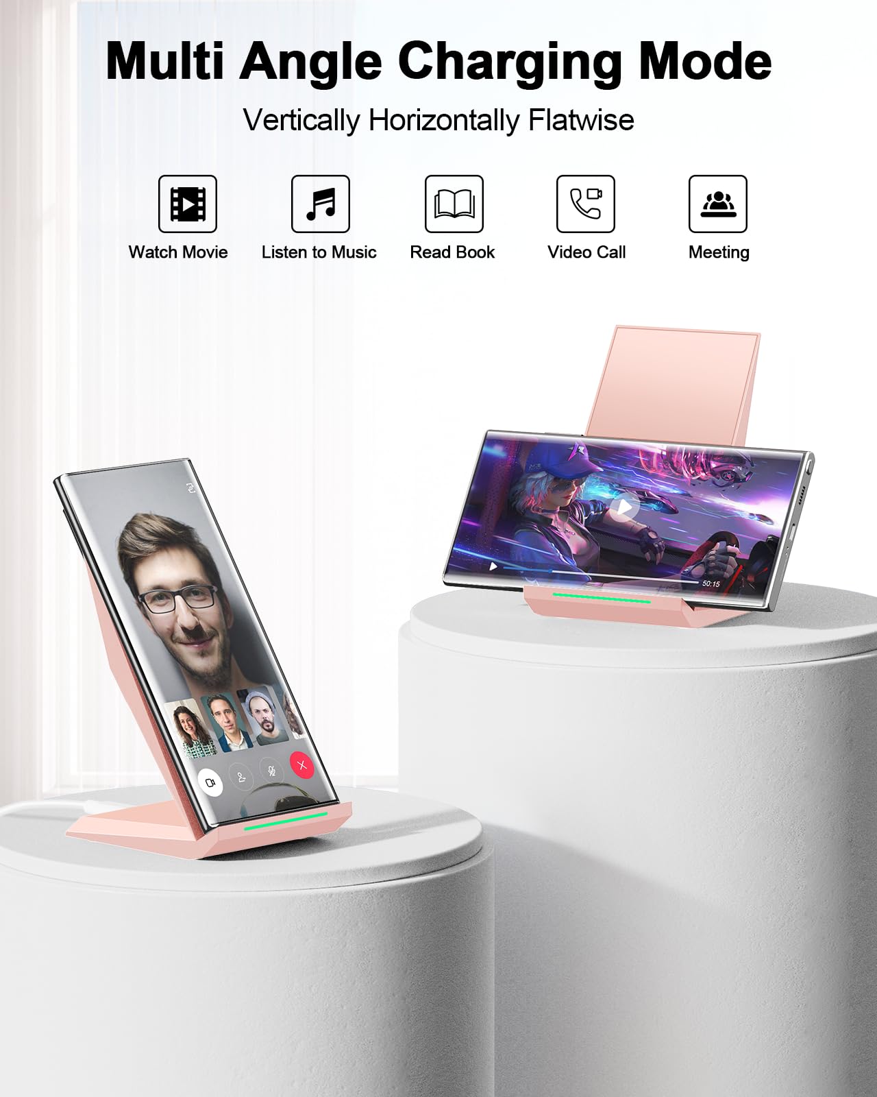 Nanami Wireless Charger   Qi Certified Wireless Charging Stand Compatible Iphone 16/15/14/13/12/11 Pro/Xs Max/Xr/8, Samsung Gala