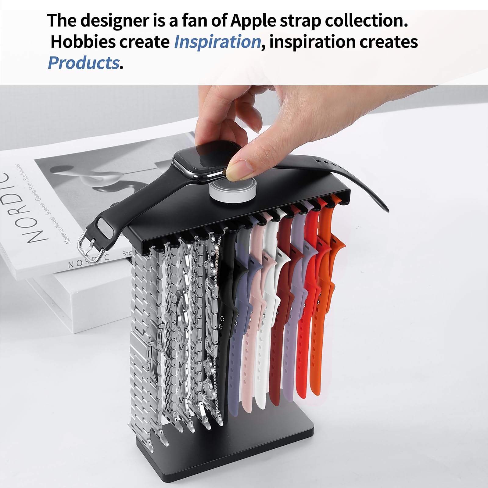 Sujoer 3 In 1 Watch Band Holder Organizer For Apple, Smart Strap Silicon Rack, Groove Display For Apple Watch, Iwatch Band