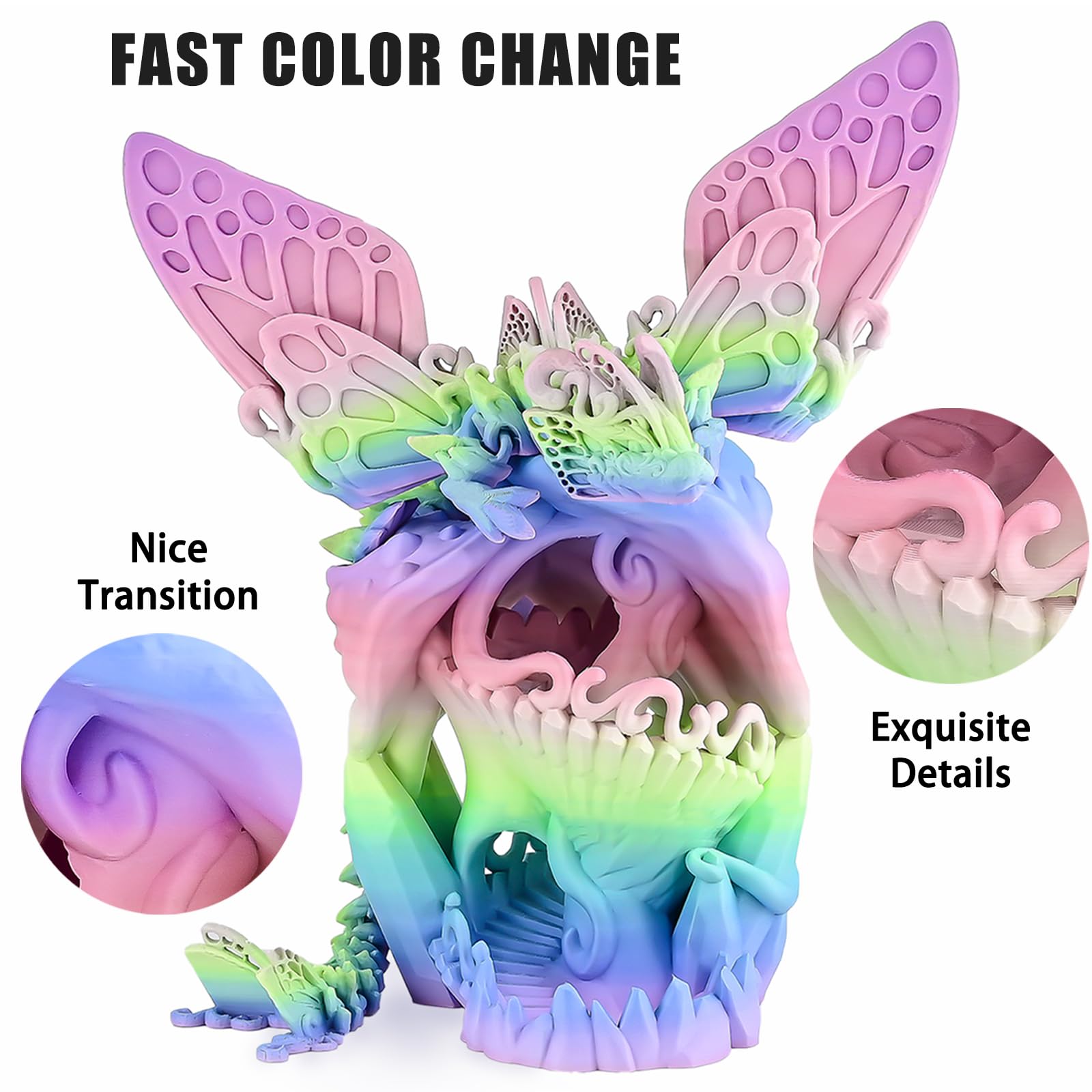 Ovv3D Rainbow Pla Filament 1.75Mm, Rainbow Pla 3D Printer Filament Multicolor Color Changing Rainbow Pla Filament With Matte Blu