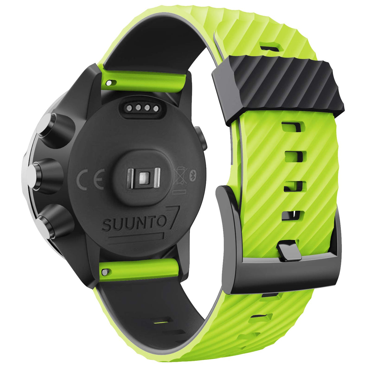 Wiikai Replacement Strap Bands,Compatible For Suunto 7/9/9 Baro/Spartan Sport/D5,Silicone Watch Band (Green+Black)
