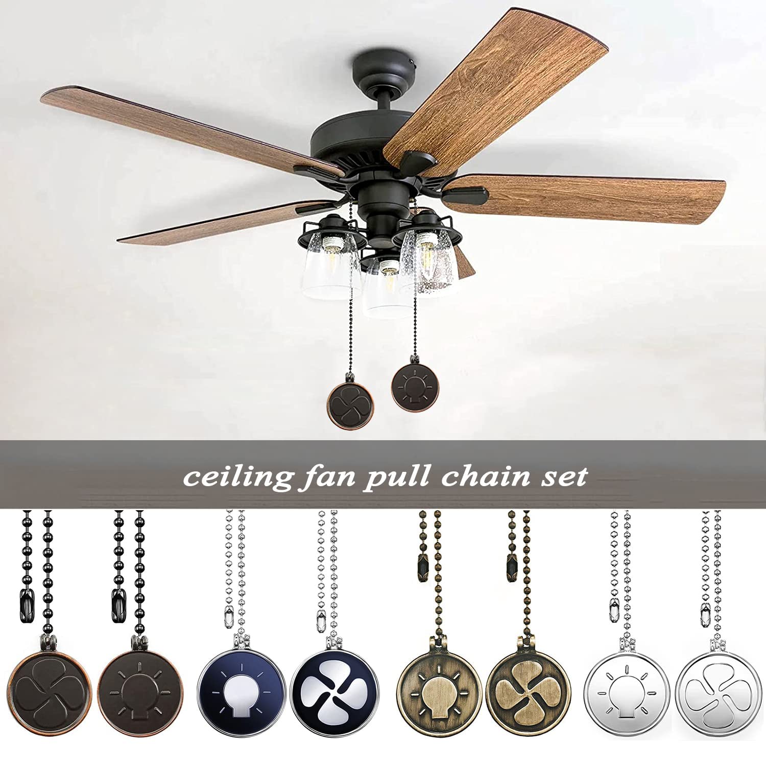 Ceiling Fan Pull Chain Decorative Extender A Set Of 2 Ornaments 12 Inches Vintage Bronze Color Pull Chain Extension For Ceiling