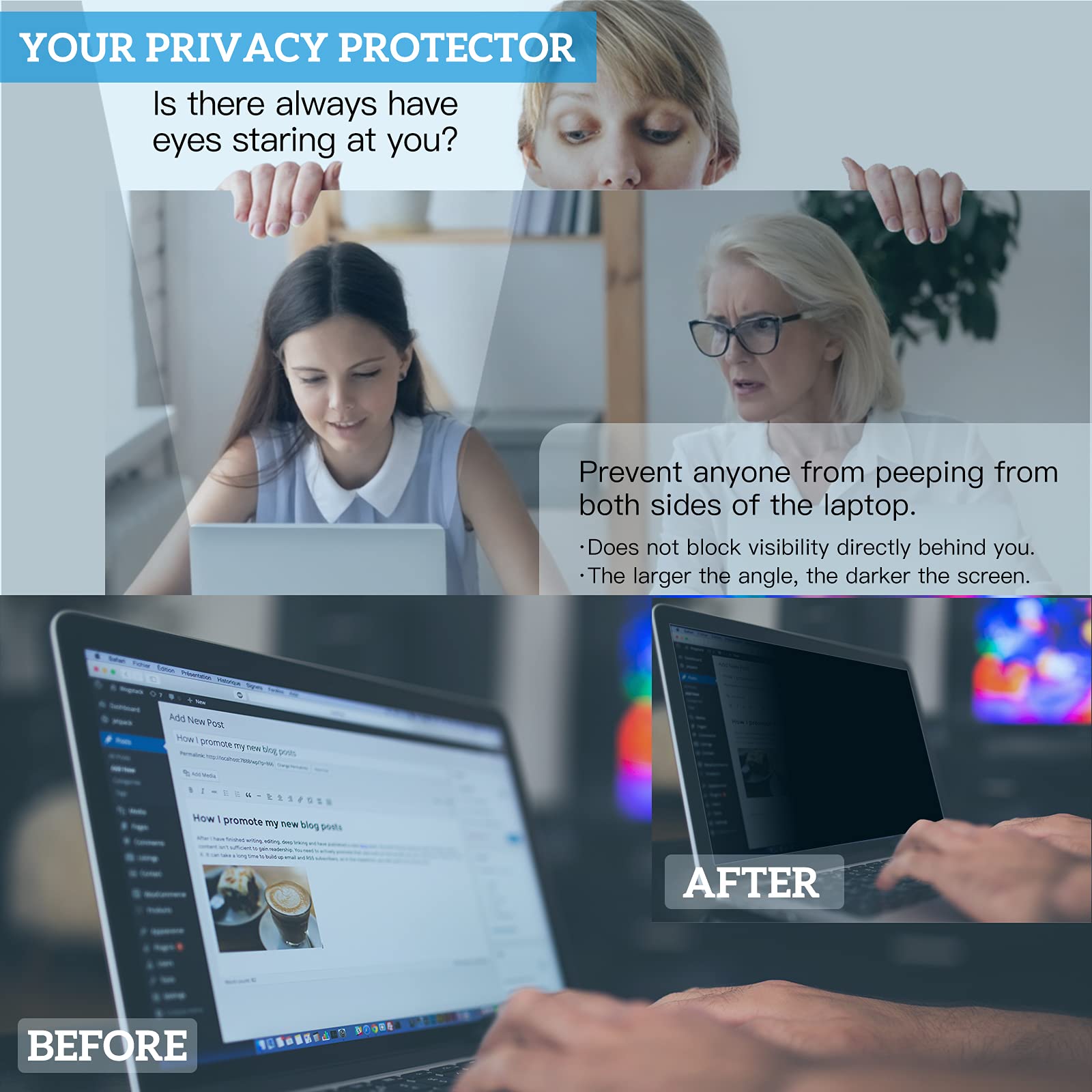 Laptop Privacy Screen 14 In, Filmext Privacy Protection Filter For Laptop 14''Asus/ 14''Acer/14''Hp/14''Dell/14''Toshiba 16:9, A