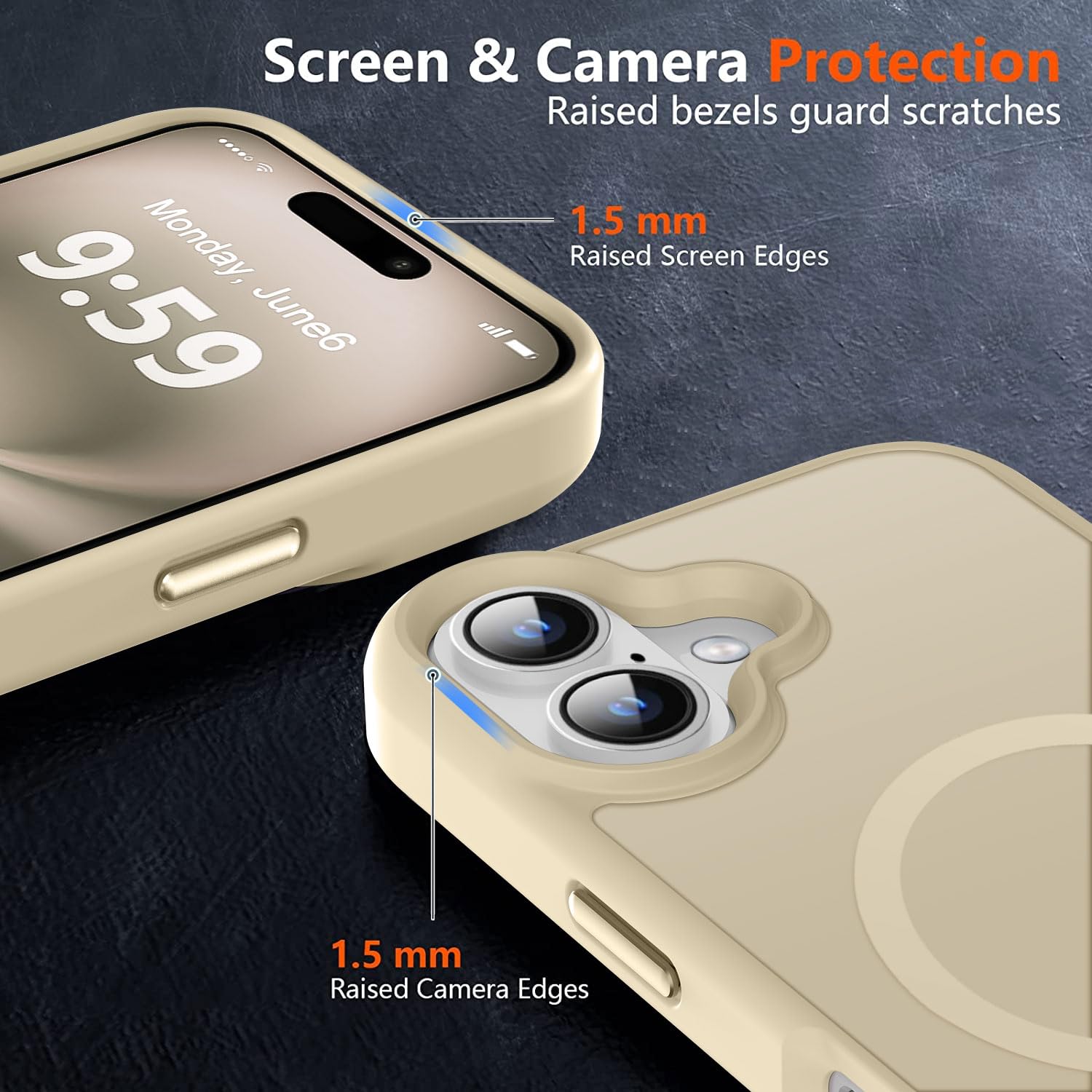 Mocca Strong Magnetic For Iphone 16 Case, [Compatible With Magsafe][16Ft Mil Grade Drop Protection] Slim Thin Translucent Matte