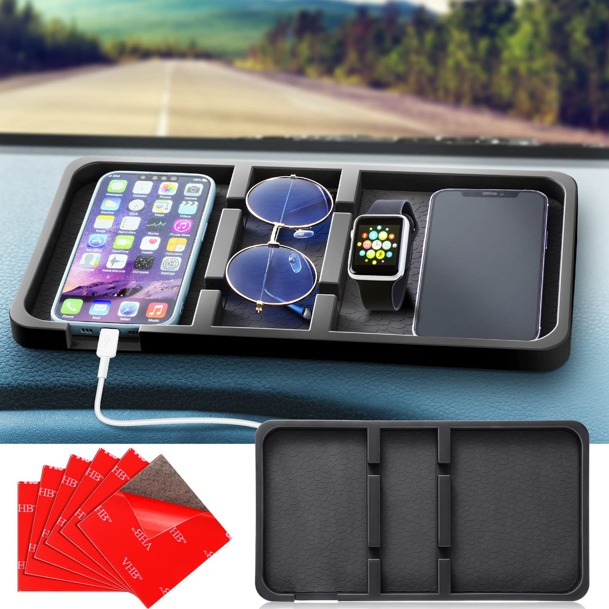 Yulejo Extra Large Dashboard Mat For Car Dashboard Accessories, Anti Skid Car Dashboard Pad Compatible With All Smartphone Car N
