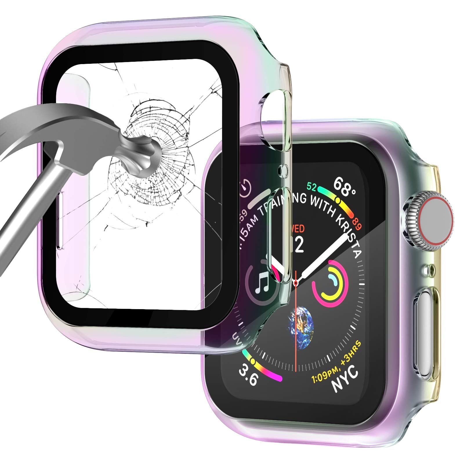 Case Compatible with Apple Watch 40MM Series 6/5/4/SE with Built-in Tempered Glass Screen Protector, All-Around Ultra-Thin Bumpe