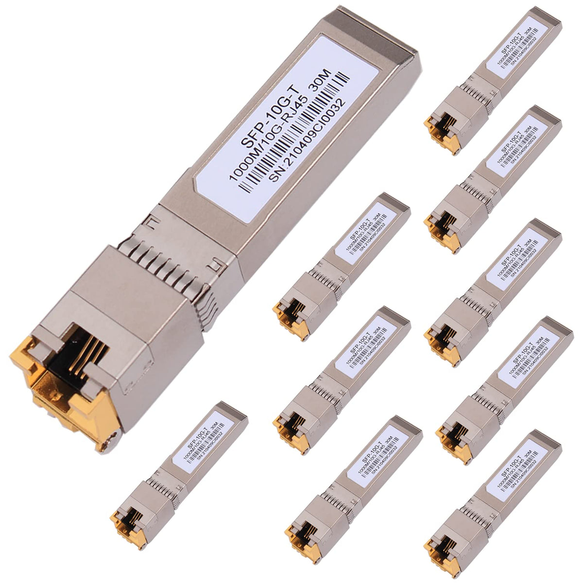10Pack 10G Sfp+ Rj45 Copper Transceiver, 10G T Copper Module 10Gbase T Sfp Cat.6A/7 Up To 30 Meters Compatible With Cisco,Ubiqui