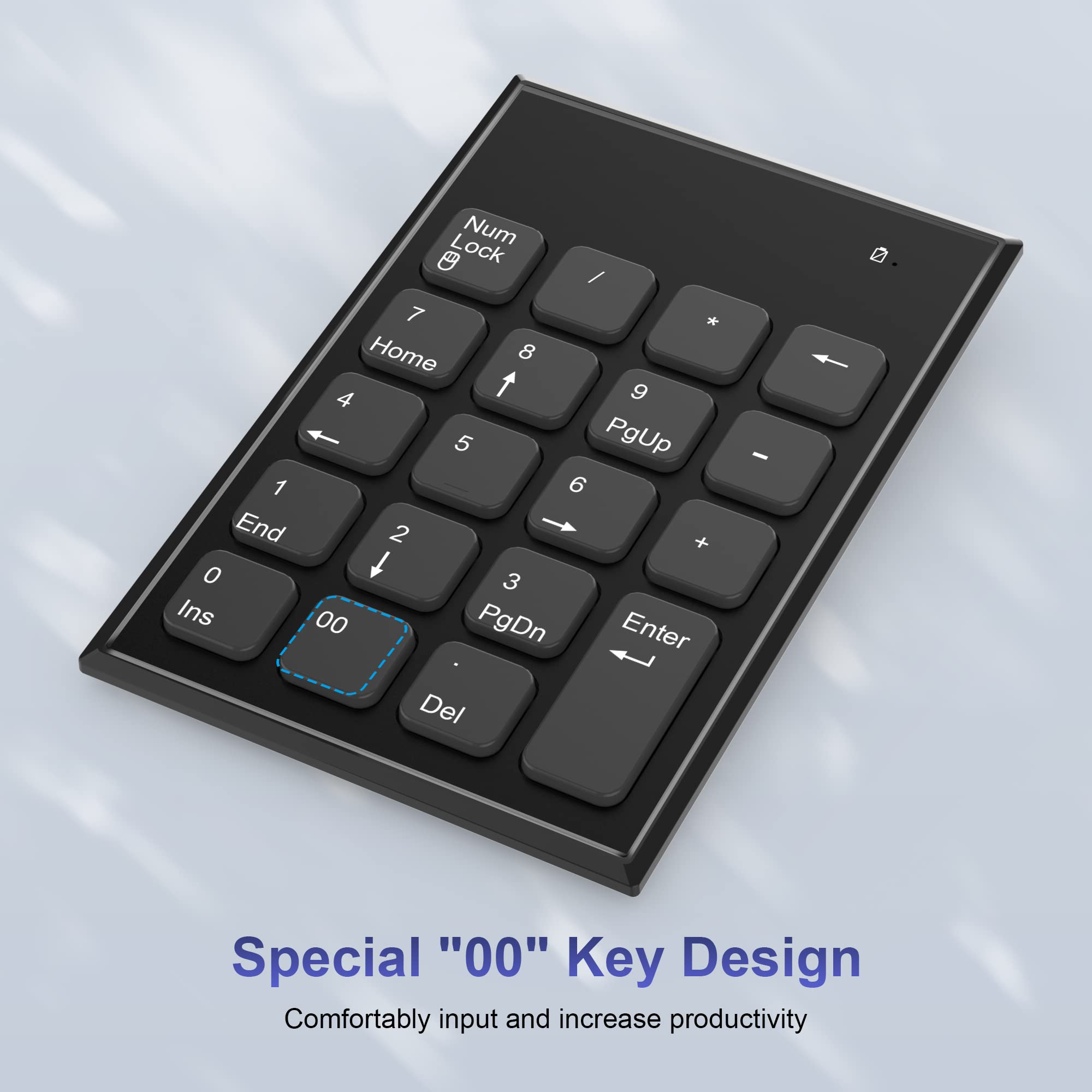 Wireless Number Pad And Mouse Combo,2.4G 19 Keys Usb Wireless Numeric Keypad,3 Adjustable Silent Mouse Speeds Dpi 800/1200/1600,