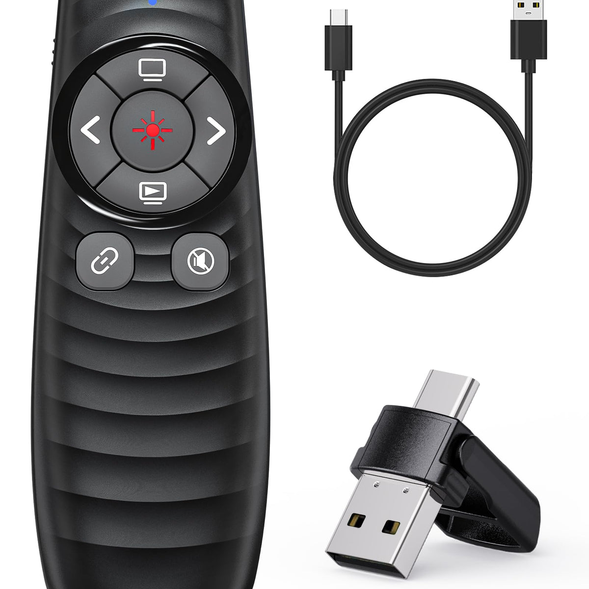 Presentation Clicker Wireless, 2-in-1 USB/Type C Rechargeable Presenter ...