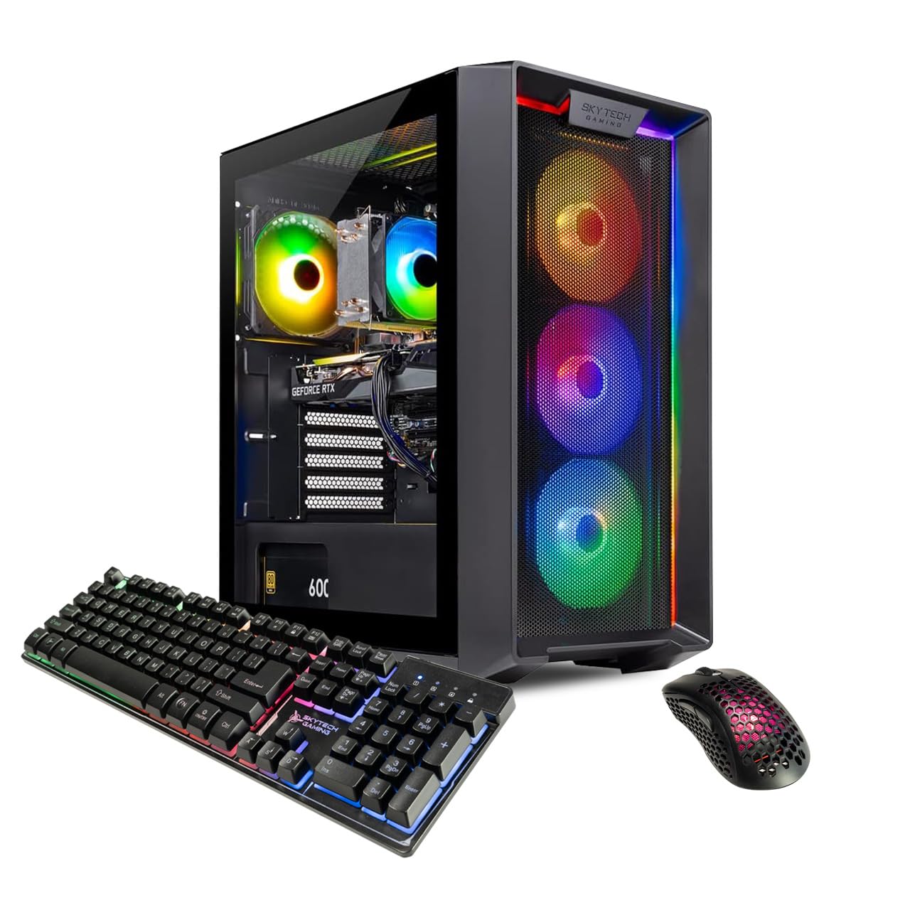 Skytech Gaming Nebula Gaming PC Desktop  AMD Ryzen 5 5600X 3.7 GHz, NVIDIA RTX 4060 Ti, 1TB NVME SSD, 16GB DDR4 RAM 3200, 600W 