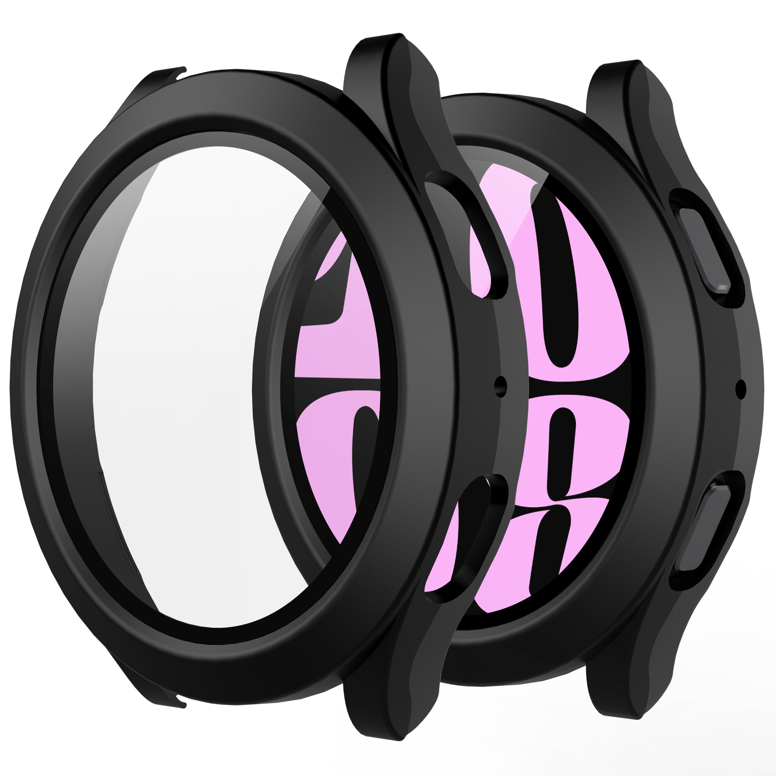 Misxi 2 Pack Hard Pc Screen Protector Case With Tempered Glass, Compatible For Samsung Galaxy Watch 6 40Mm, Ultra Thin Scratch R