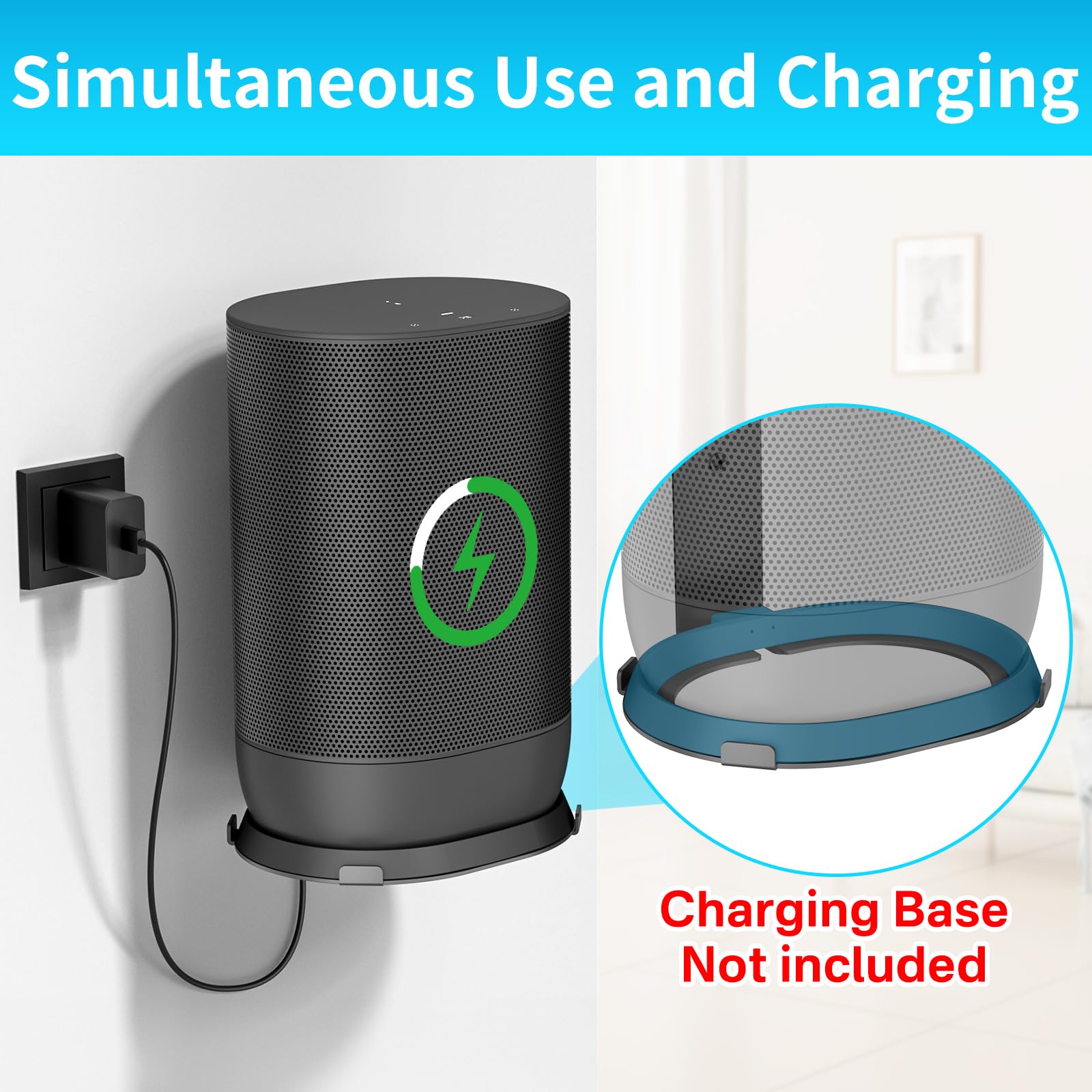 Yibracki Heavy Duty Wall Mount Bracket For Sonos Move 2 And Move Mount Indoor/Outdoor Easy To Install Speaker Mount, Black