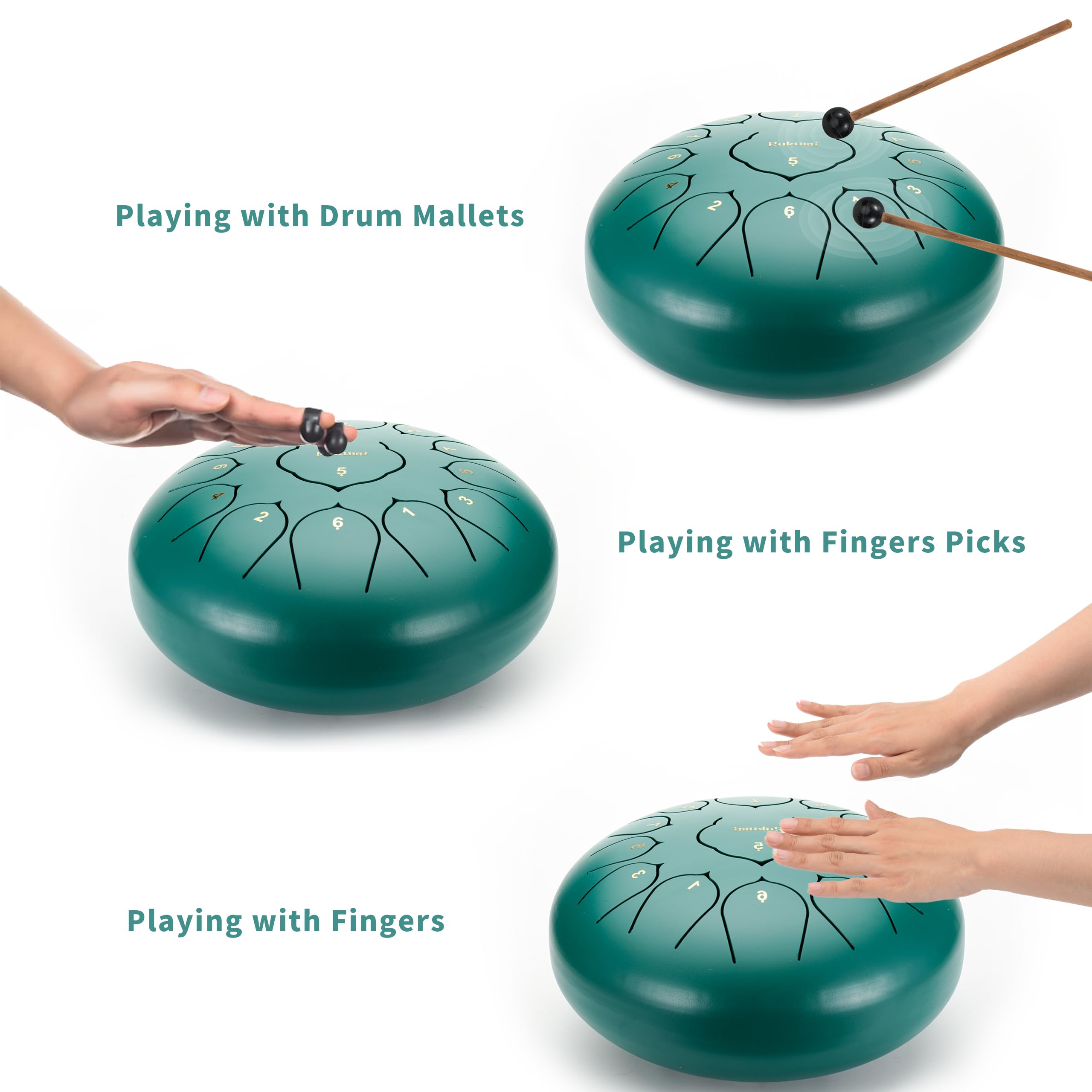 Steel Tongue Drum 13 Note 12 Inch Percussion Instrument Lotus Hand Pan Drum C Key With Drum Mallets Carry Bag