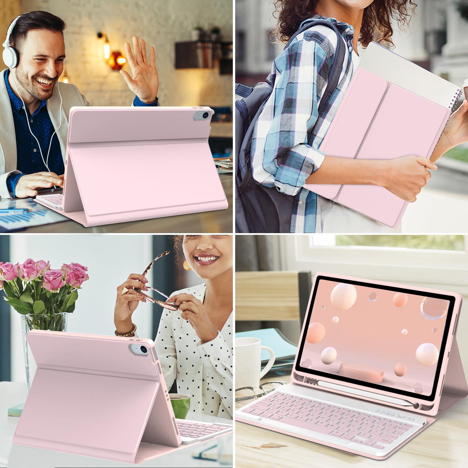 Keyboard Case For Ipad Air 11 Inch M2/ Air 5Th/ 4Th Generation  Detachable Bluetooth Keyboard Case With Pencil Holder   Flip Sta