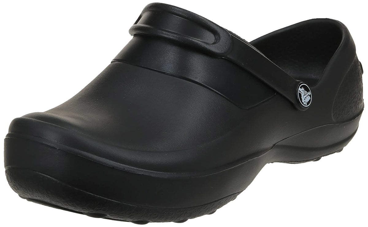 Crocs Womens Mercy Clog  Slip Resistant Work Shoes, Blackblack, 4