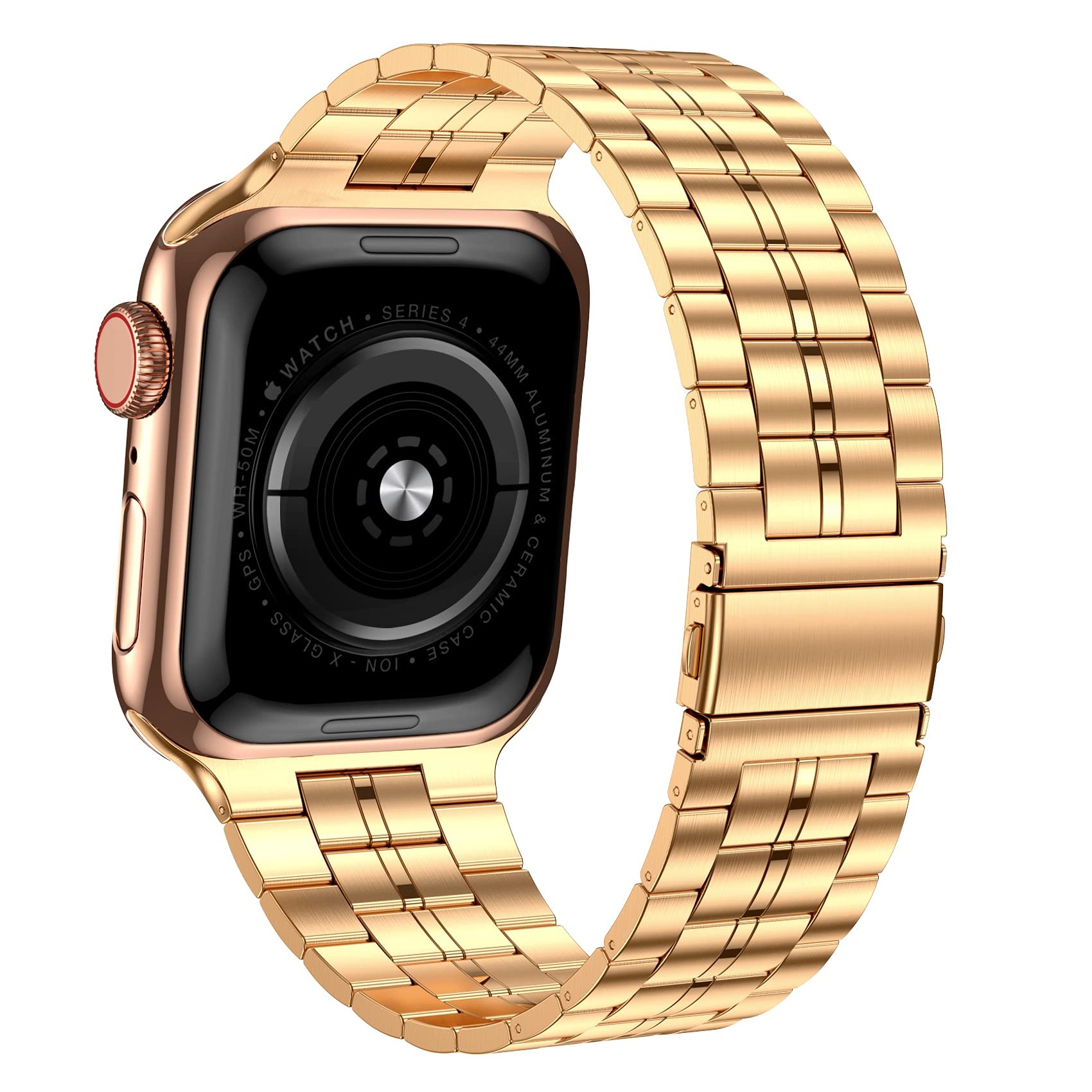 Fitlink Ultra Thin Version Solid Stainless Steel Metal Wristband Strap For Apple Watch 38/40/41/42/44/45Mm, Replacement Bracelet