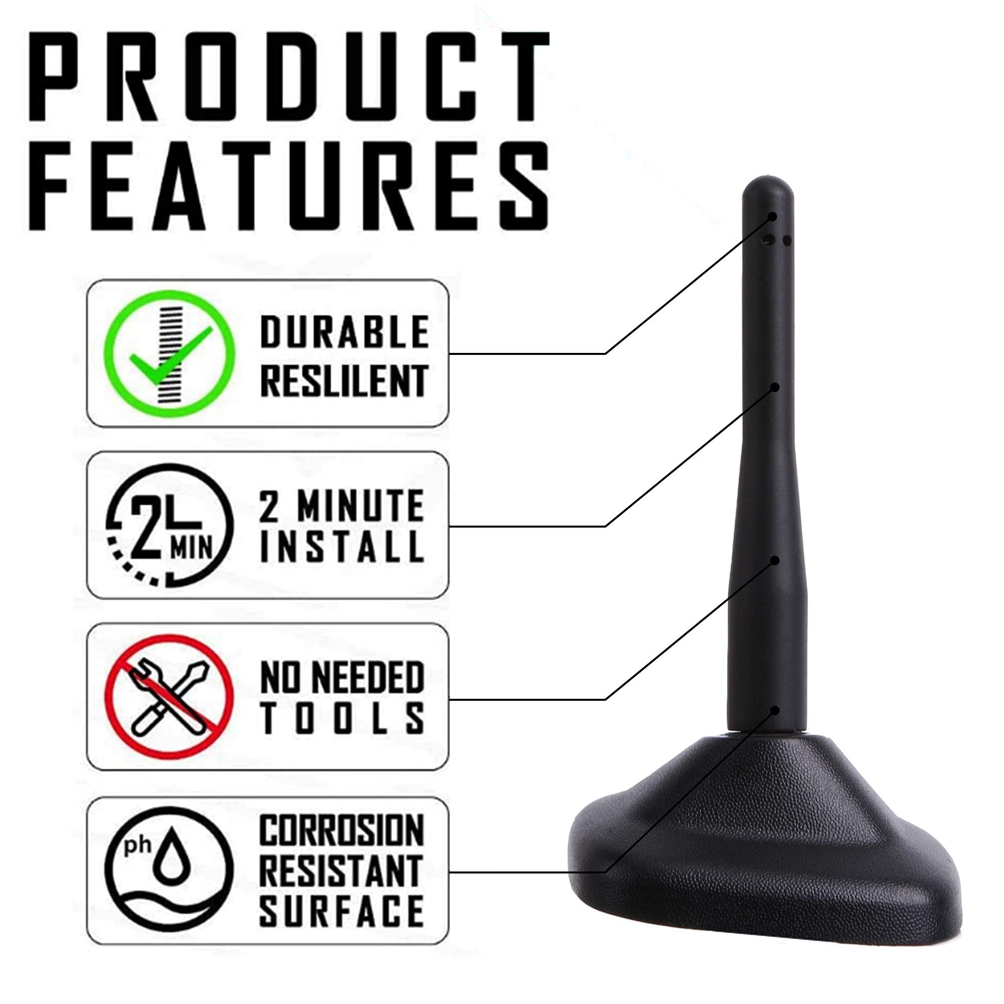 Vofono Short Antenna Compatible With Mini Cooper 2000-2025 Mini Cooper Accessories 4.5 Inch Antenna Mast Replacement