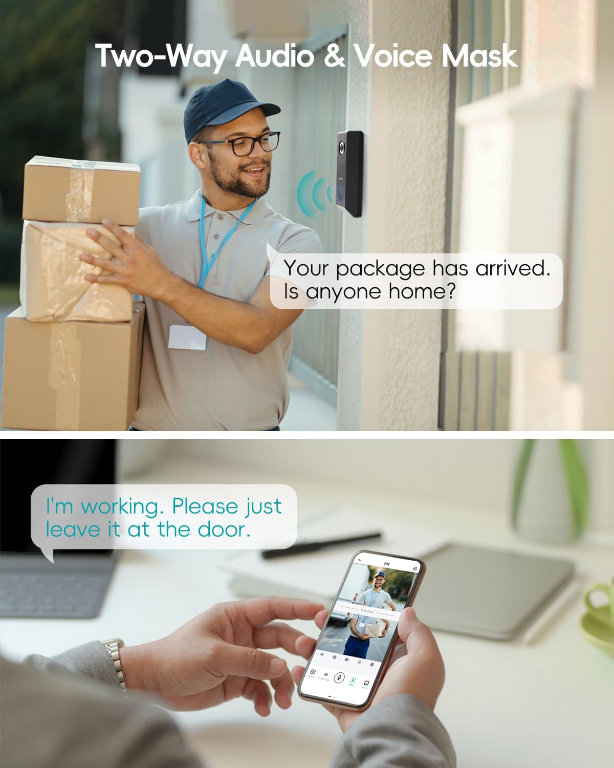Zumimall Dual Lens Doorbell Camera With Chime, 2K Hd Video Doorbell Wireless Battery Solar Powered, 3Mp Color Night Vision, Huma