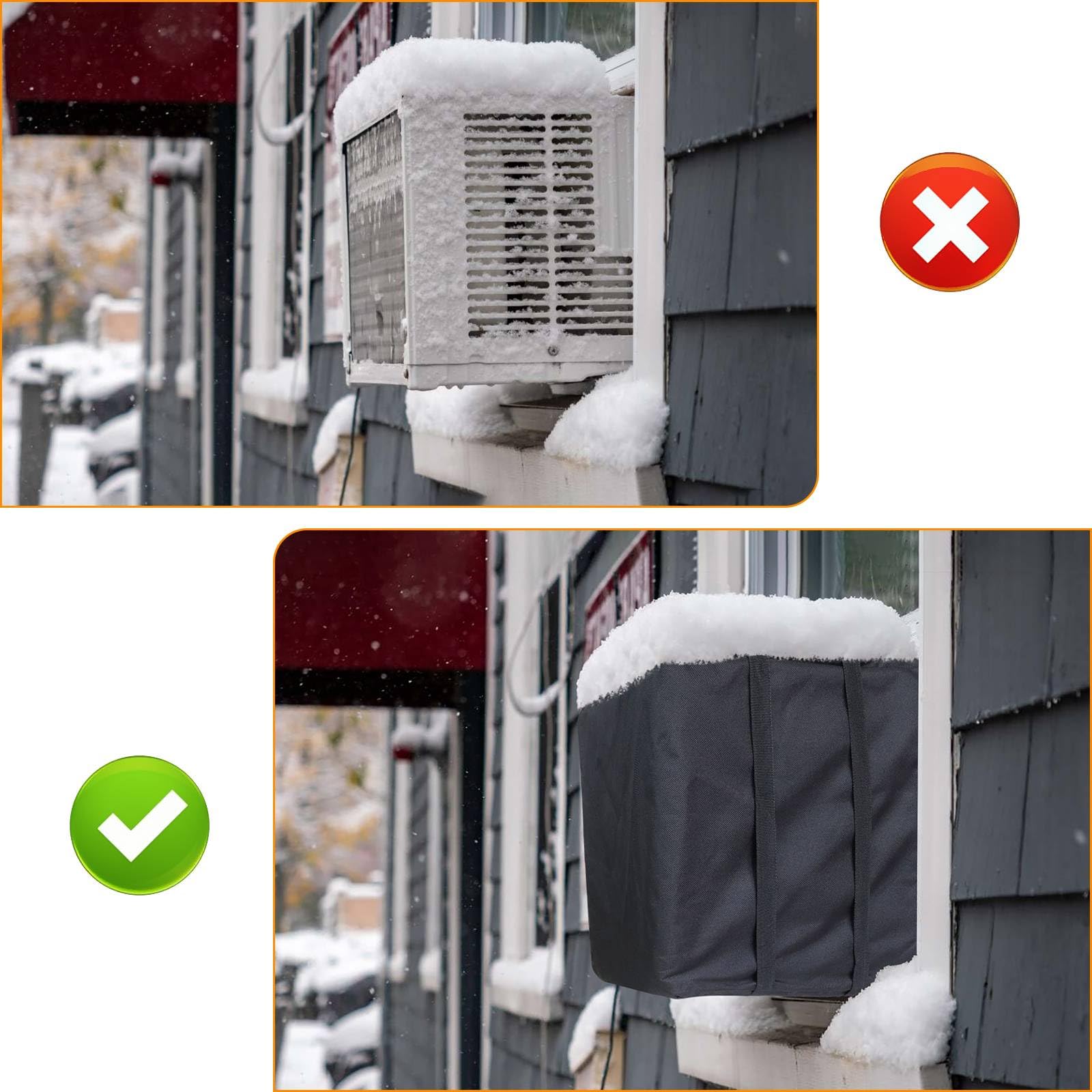 Demao Ac Covers For Outside, Air Conditioner Cover For Outside Window Ac Unit Cover, 420D Oxford Waterproof Dustproof Window Ac