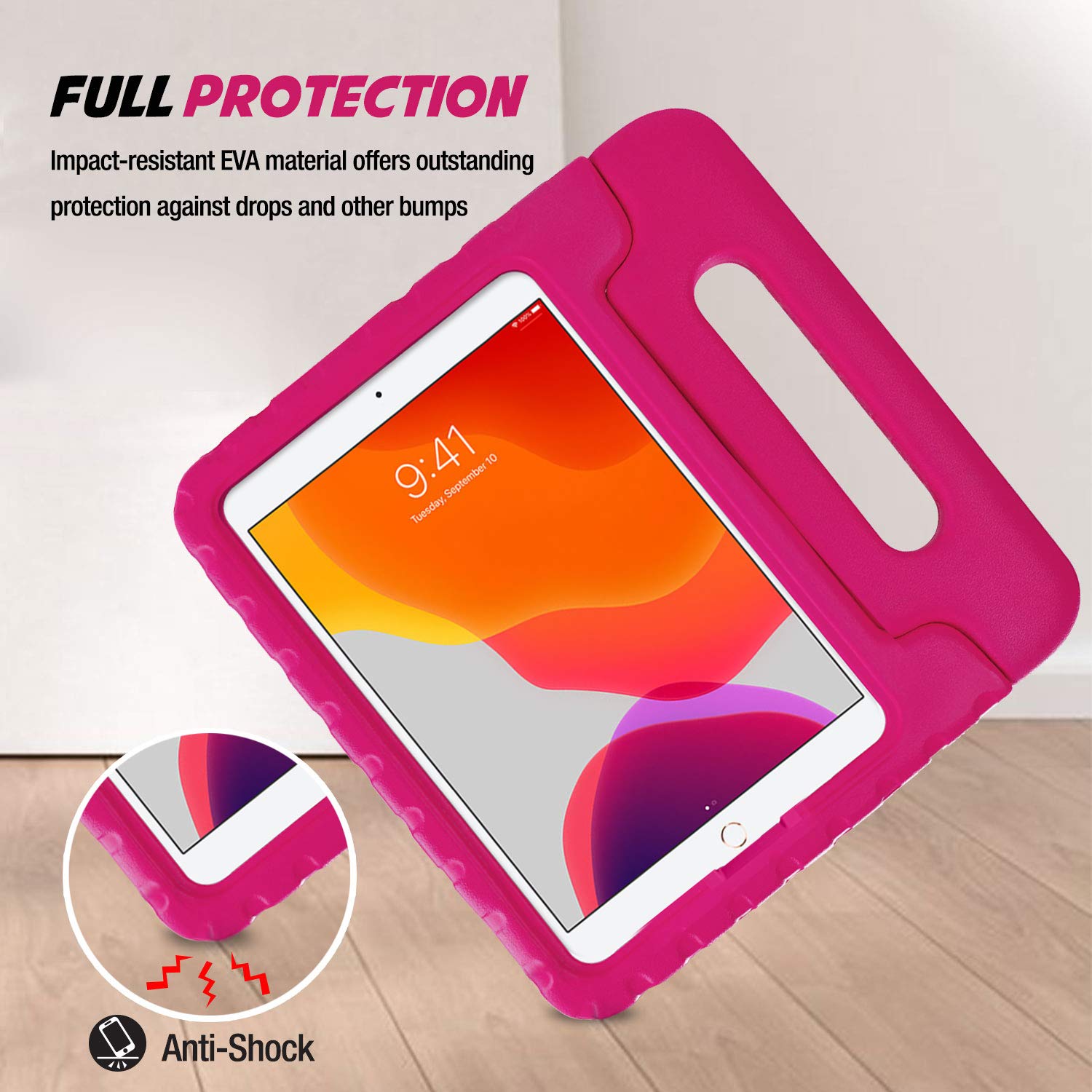 Procase Kids Case For Ipad 9Th Generation/Ipad 8/Ipad 7, Ipad 10.2 Case 2021 2020 2019/Ipad Air 10.5/Ipad Pro 10.5 Kids Case, Shockproof Lightweight Case With Convertible Handle Stand Pink
