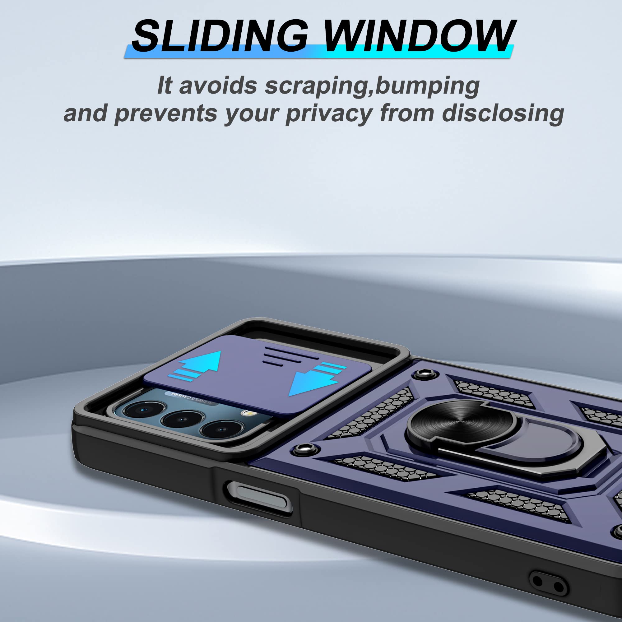 For Oneplus Nord N200 5G Case With Hd Screen Protector With Slide Camera Cover, Atump 360 Rotation Ring Kickstand [Military Grad