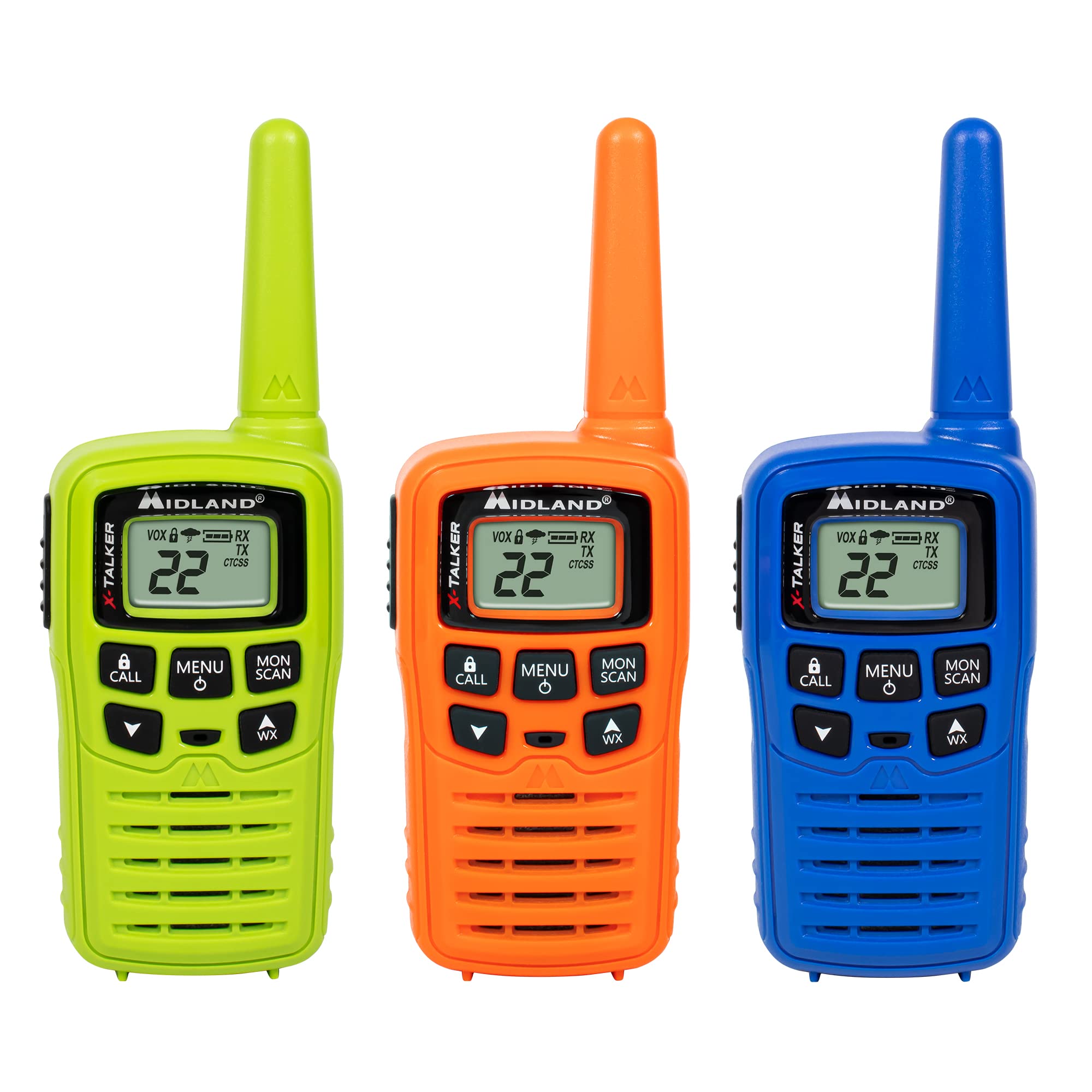 Midland � T10X3M X Talker Two Way Radio � Water Resistant � Noaa Weather Alert Radios � 20 Mile Range   Multi Color Three Pack